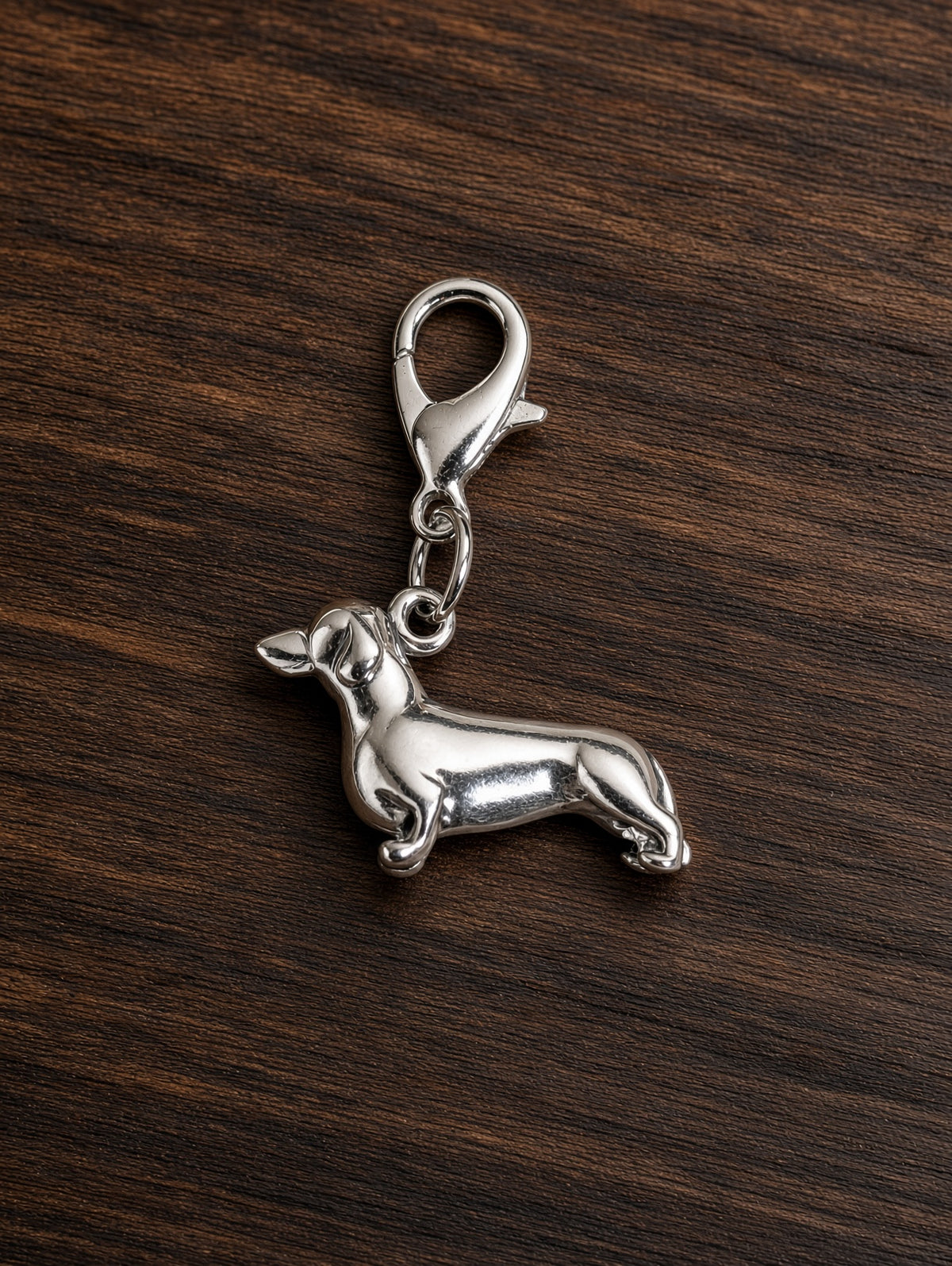 Handcrafted Dachshund Dog Charm Sterling Silver