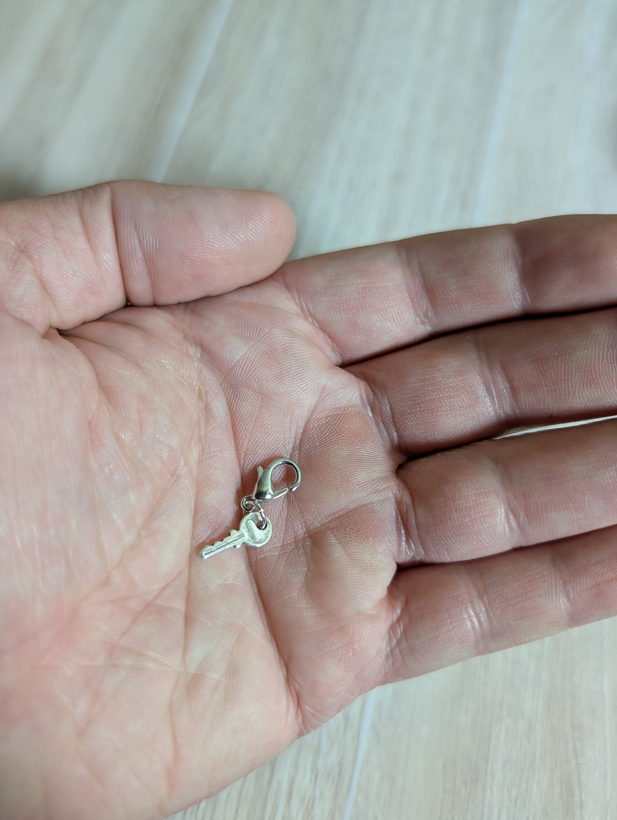 Handcrafted Small Key Charm Sterling Silver