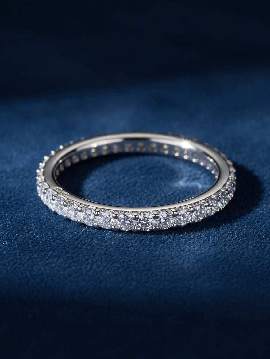 Sterling Silver Pavé CZ Dazzling Eternity Ring