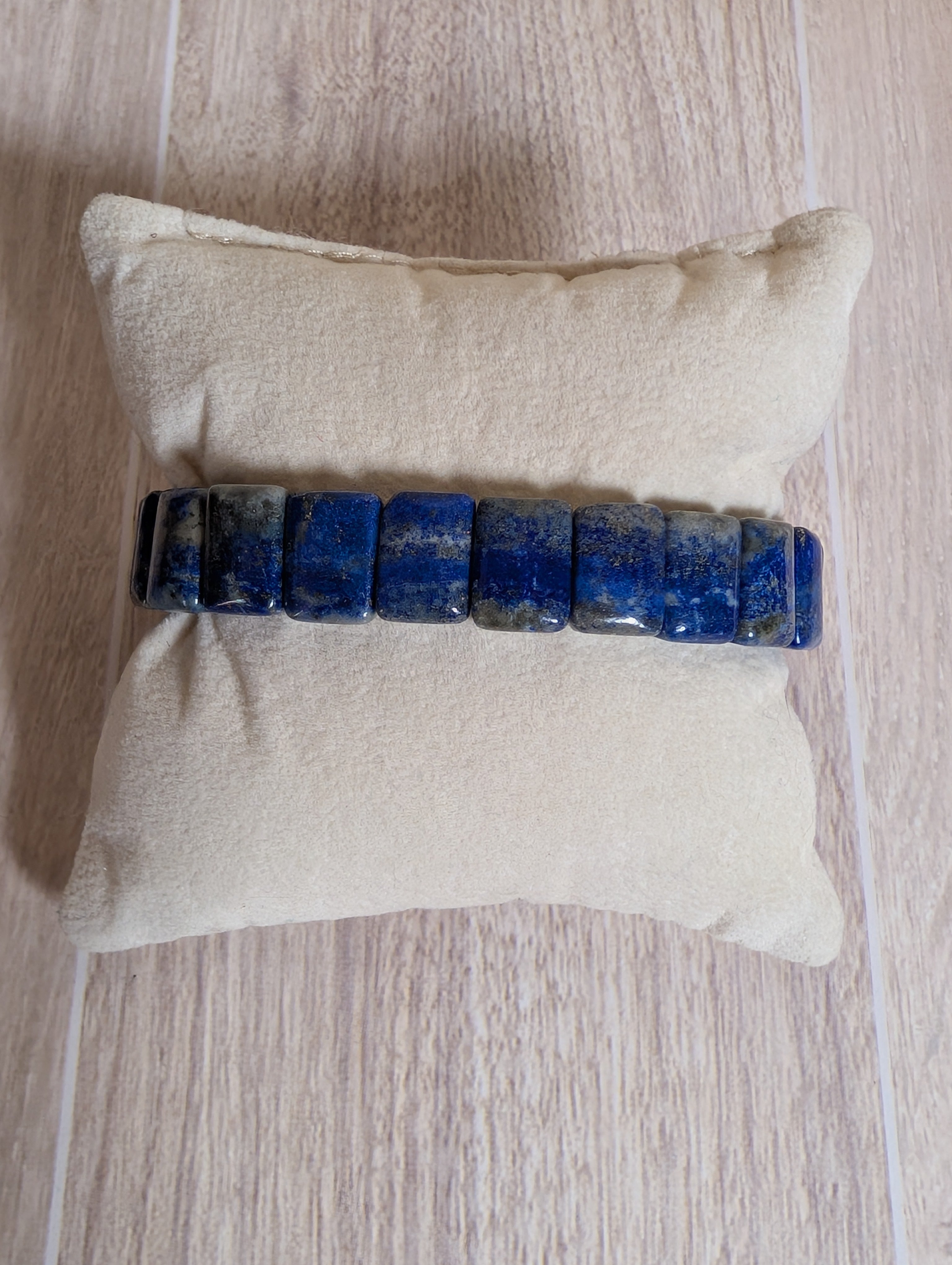 Lapis Rectangular Flat Elastic Stretch Bracelet