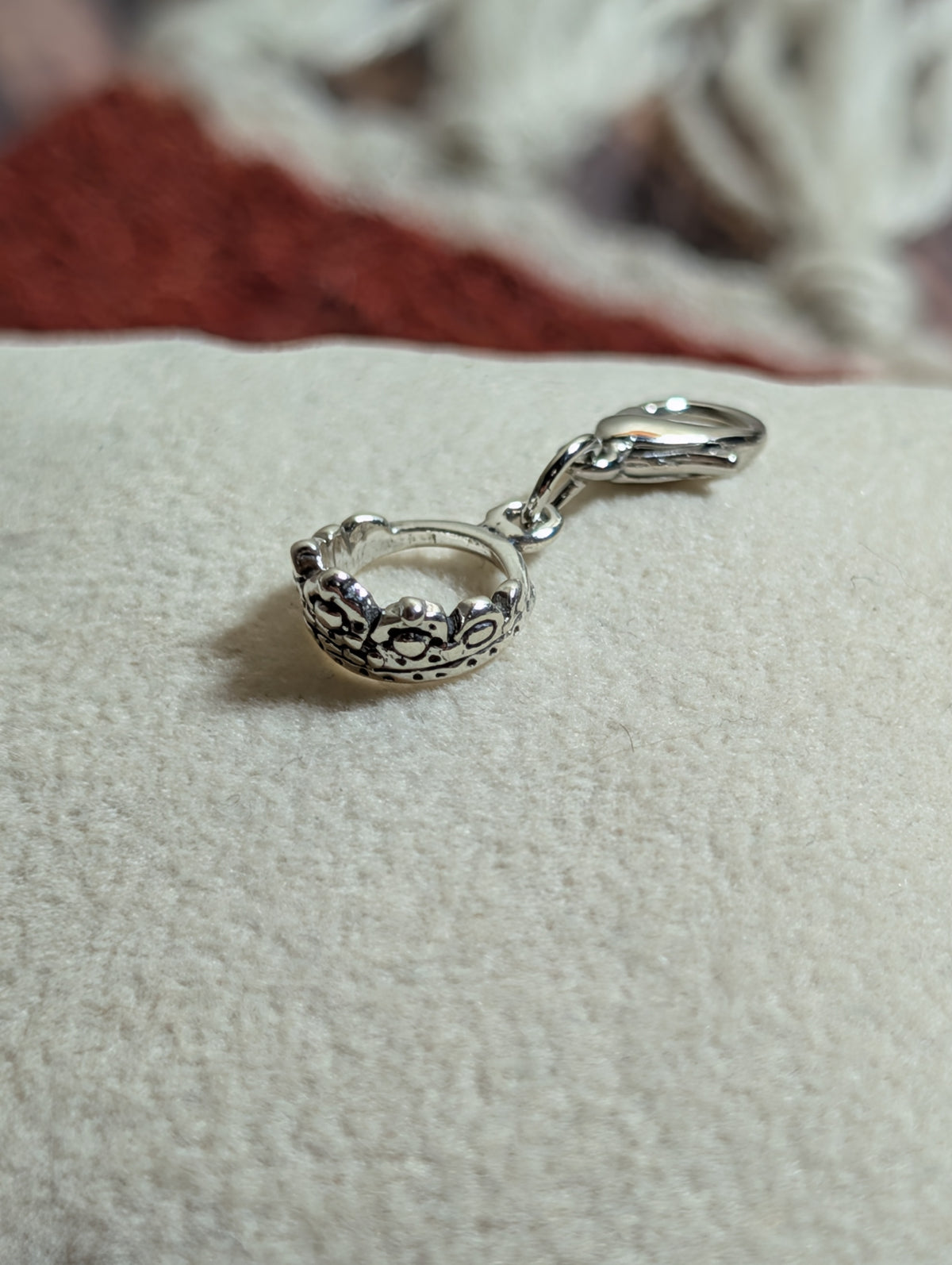 Handcrafted Small Princess Crown Charm Sterling Silver