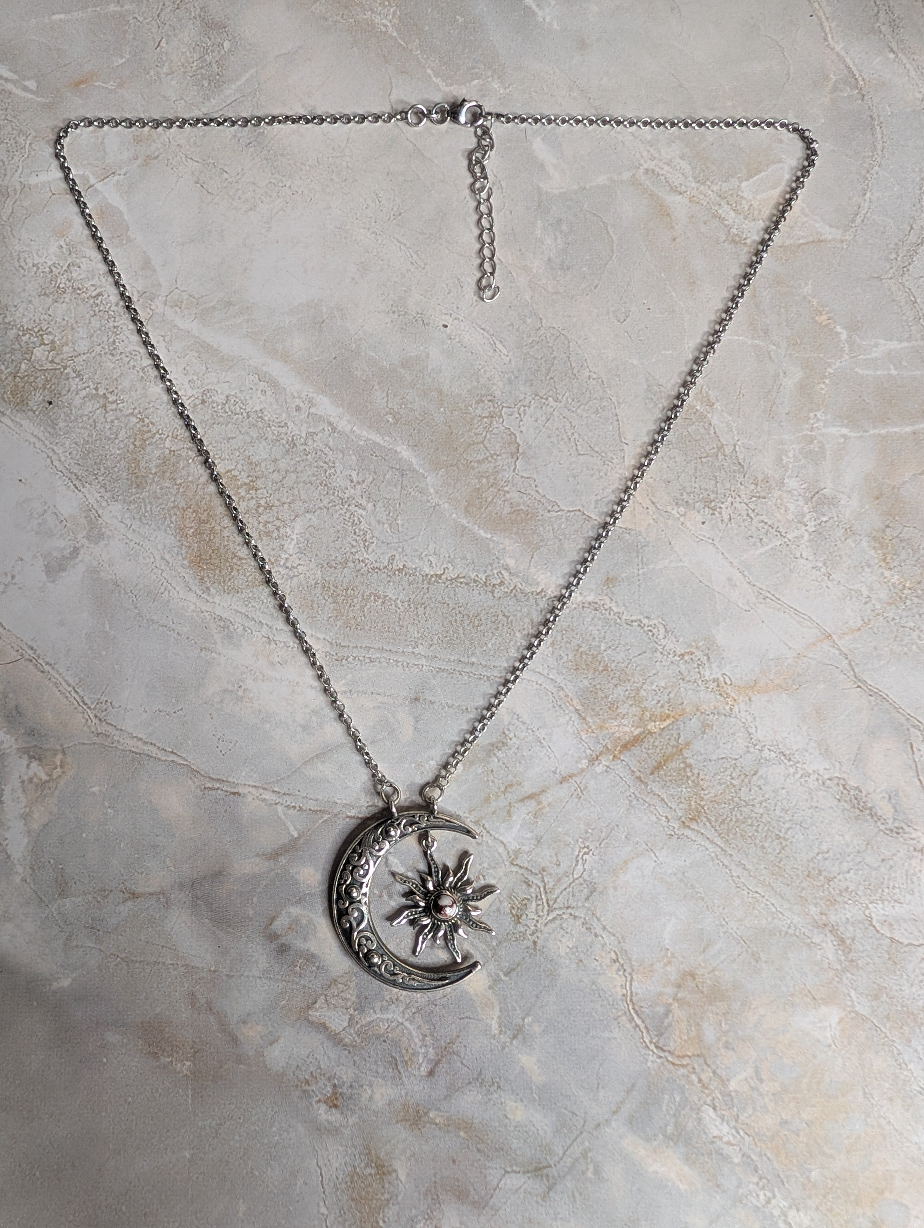 Wild Horse Crescent Sterling Silver Moon and Star Necklace