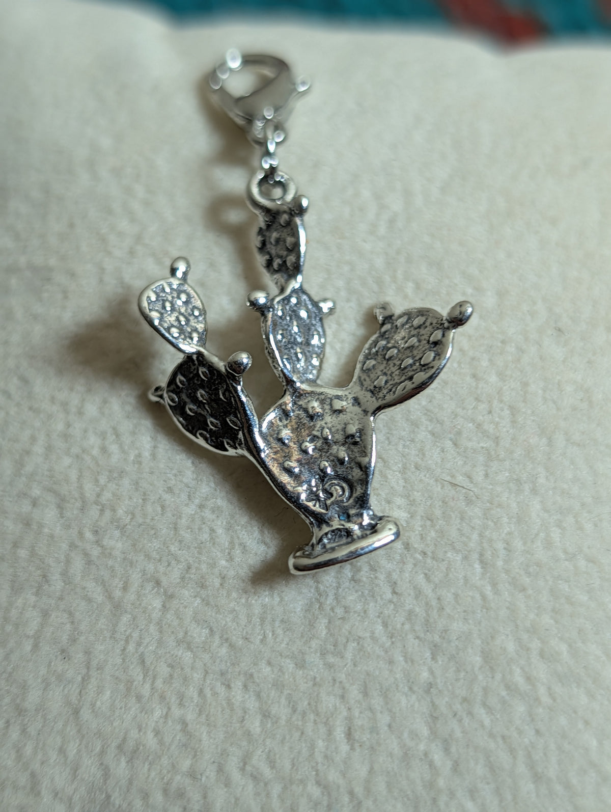 Handcrafted Large Prickly Pear Cactus Charm Sterling Silver Western Style