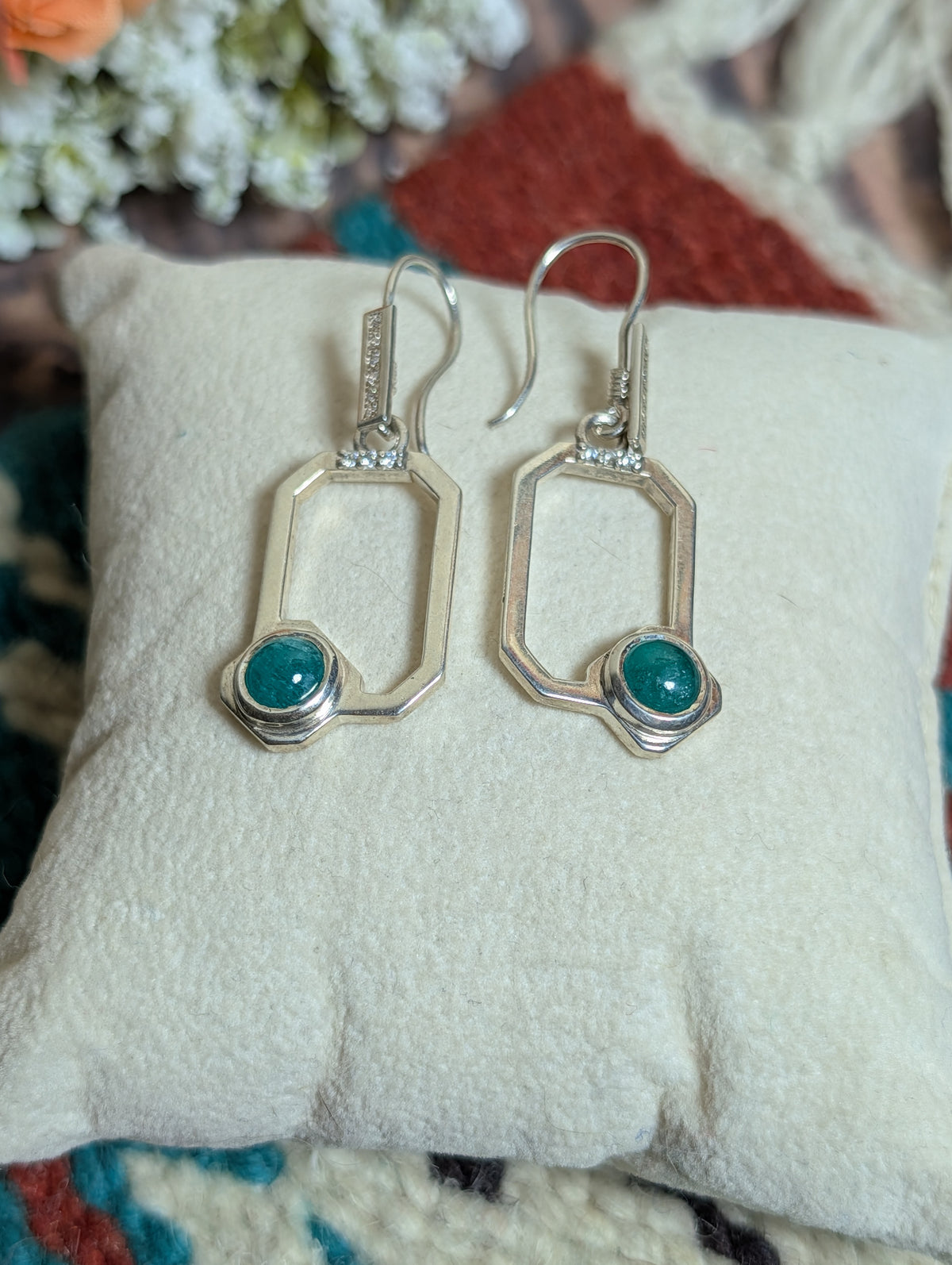 Emerald Earrings in Sterling Silver dangles 1ct set 4