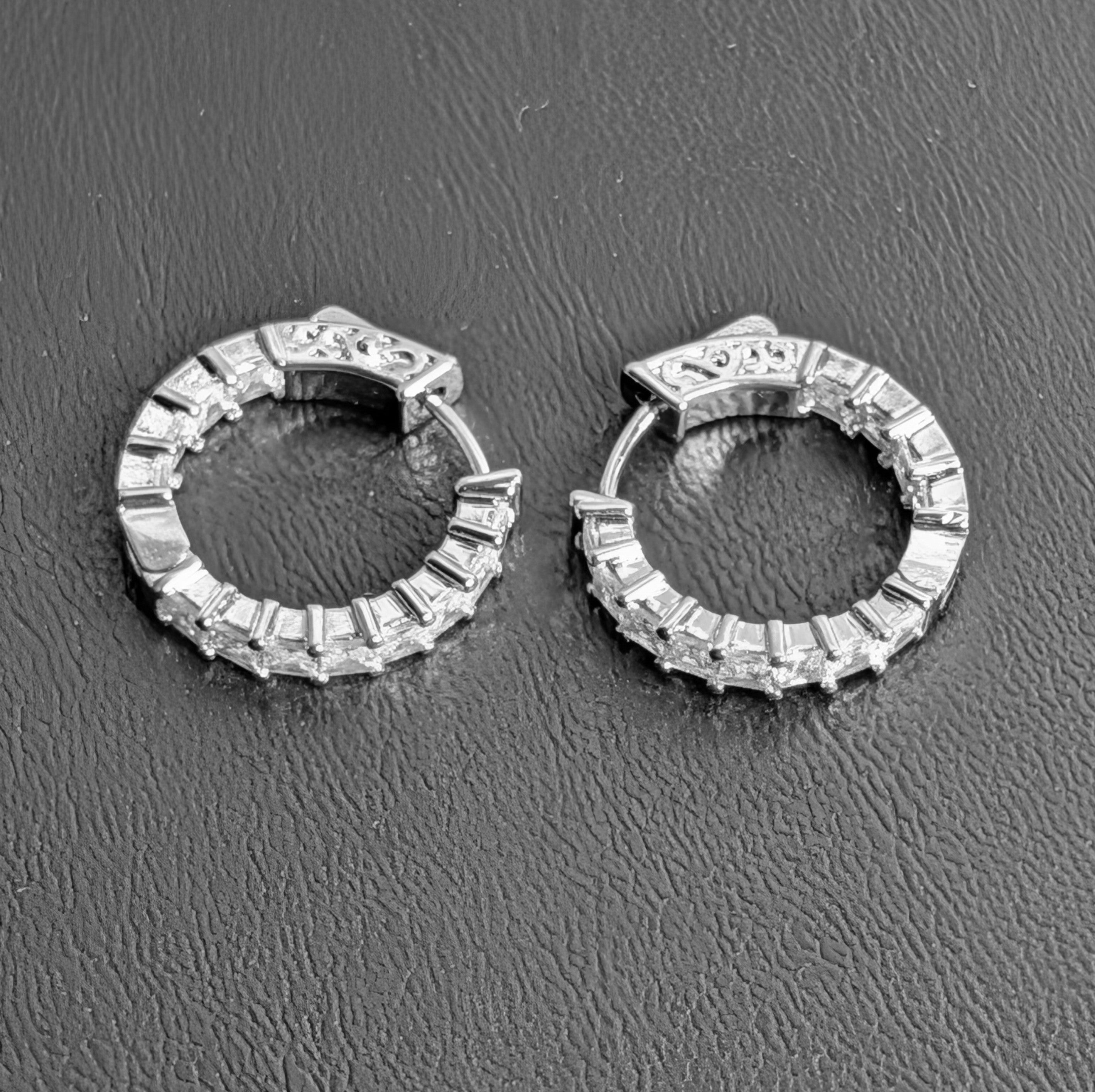 Silver CZ Small Huggie Hoop Earrings