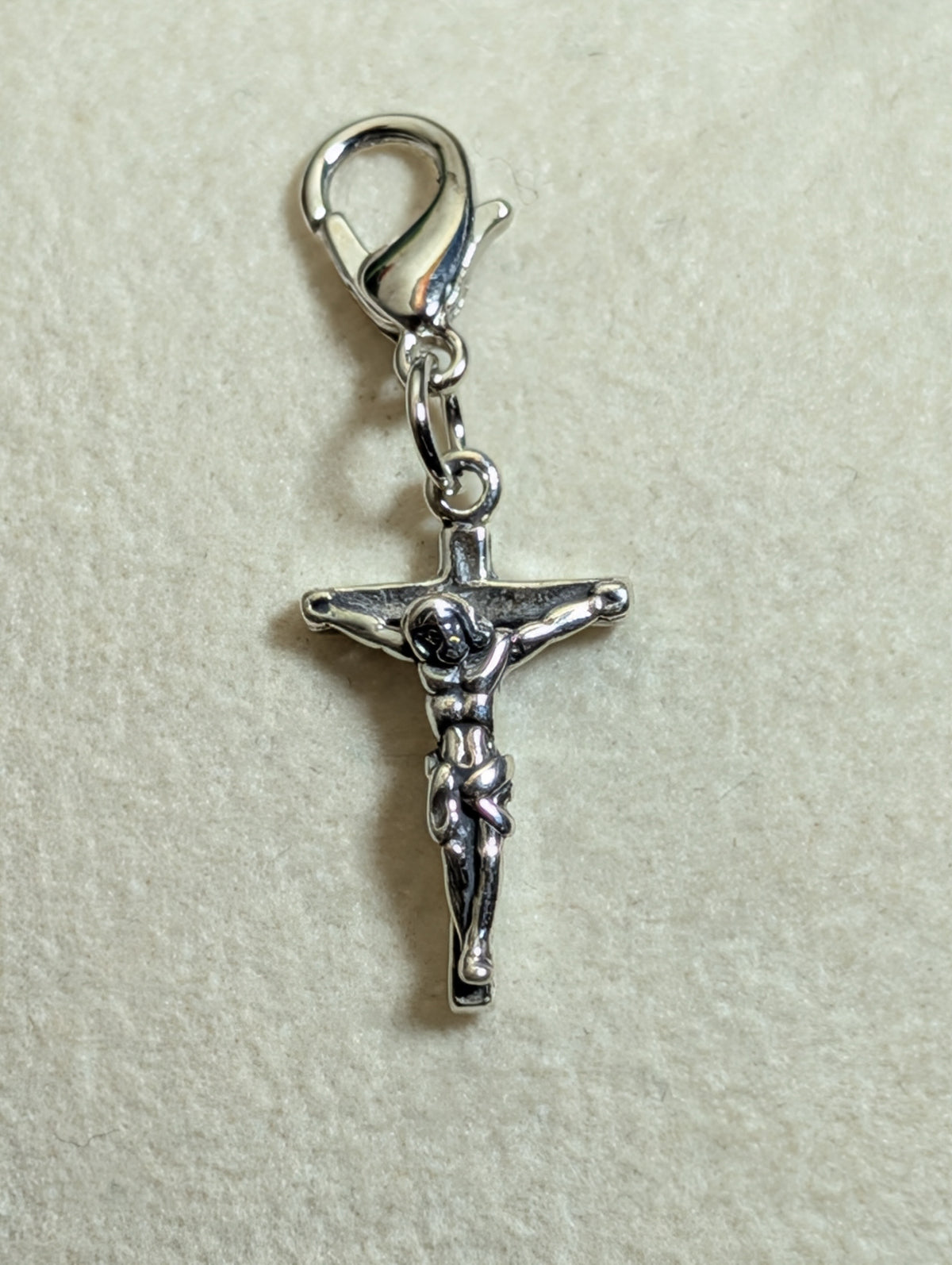 Handcrafted Jesus Cross Charm Sterling Silver
