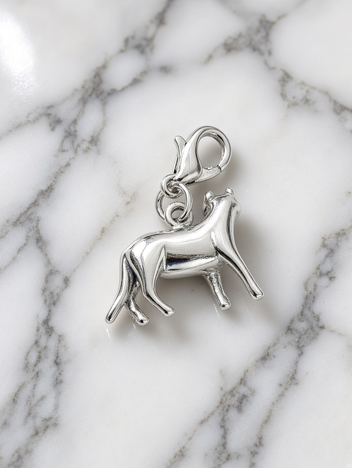Handcrafted House Cat Charm Sterling Silver