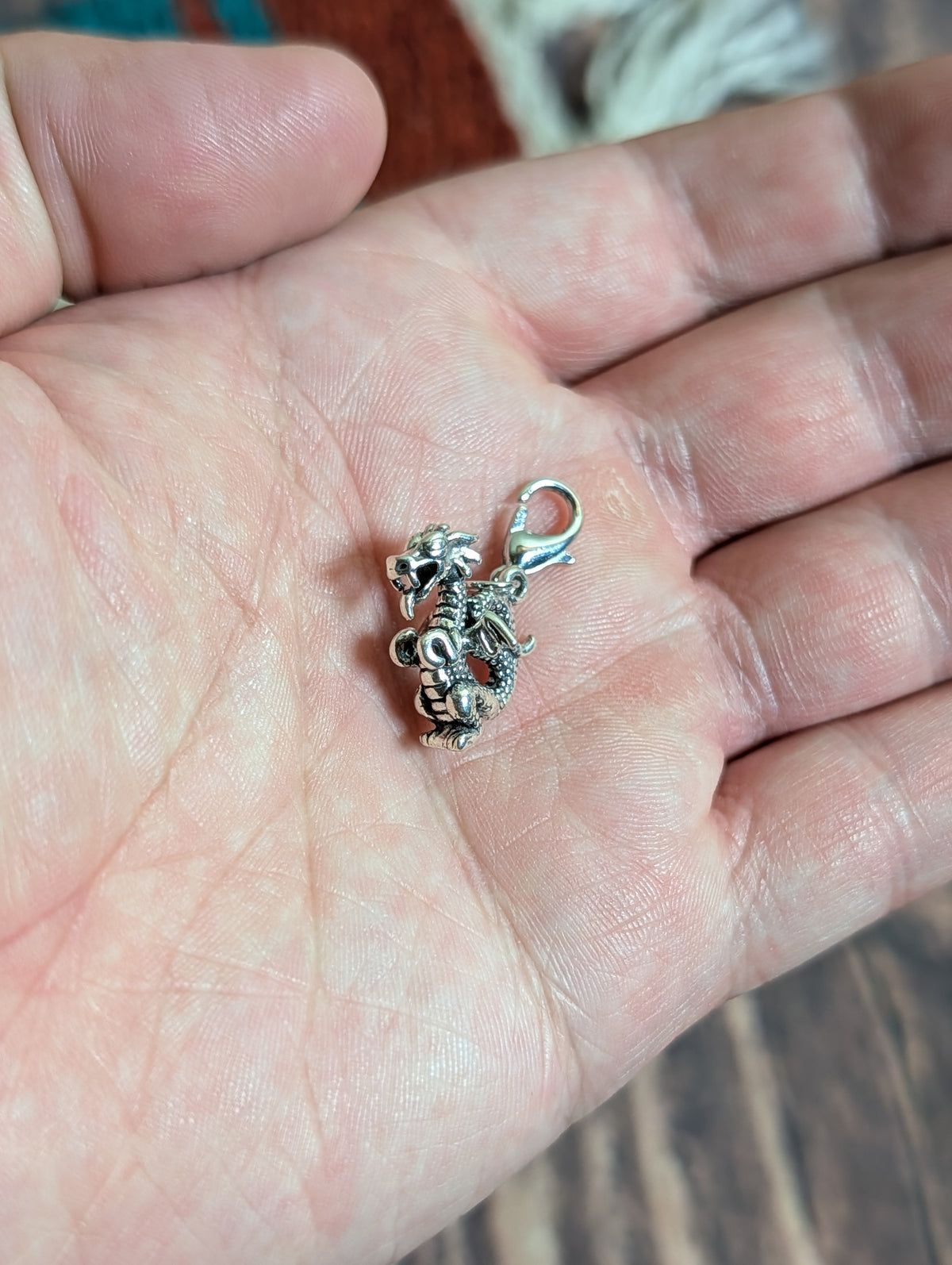 Handcrafted Dragon Charm Sterling Silver