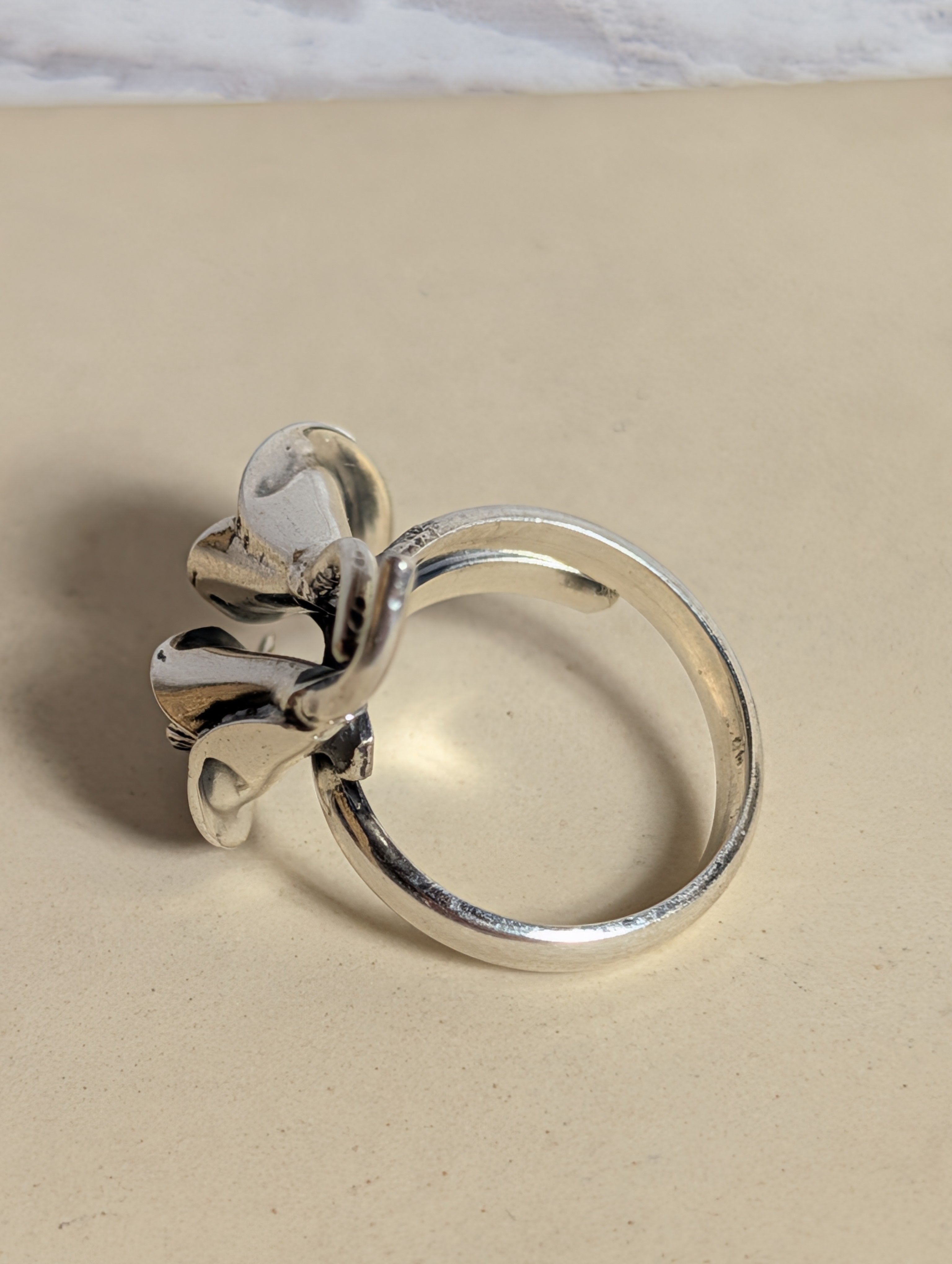 Blooming Calla Lily Sterling Silver Adjustable Ring