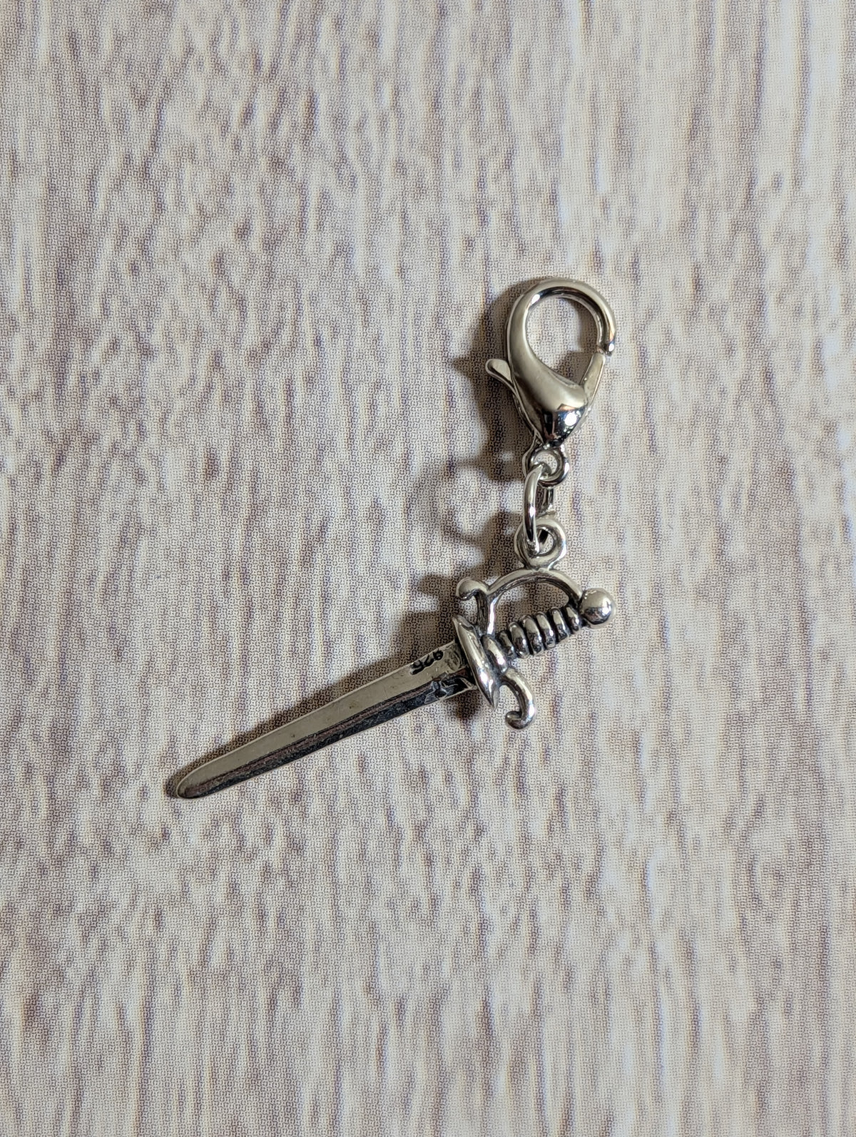 Handcrafted Ornate Sword Charm Sterling Silver