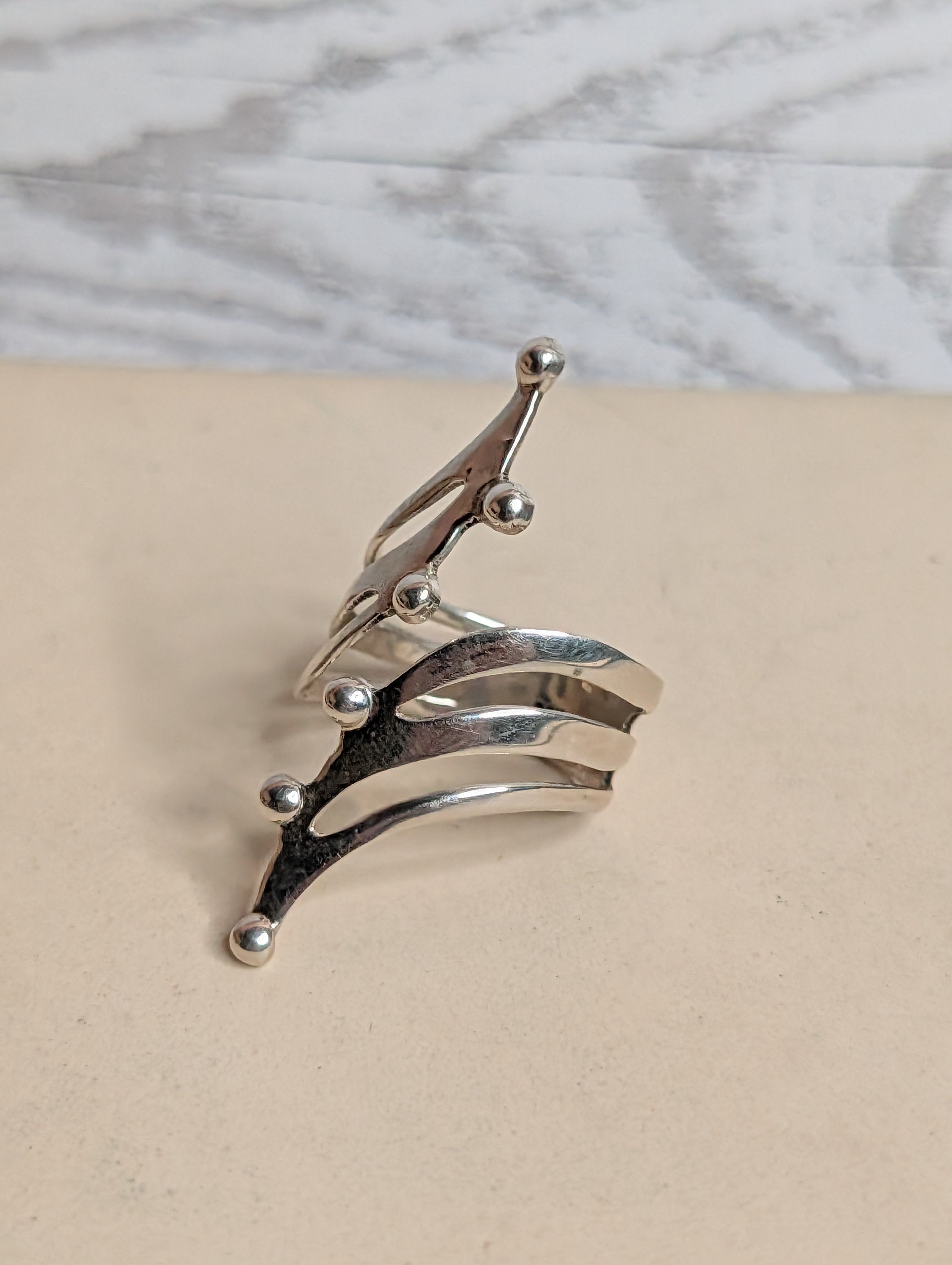 Sterling Silver Abstract Sculptural Adjustable Statement Ring
