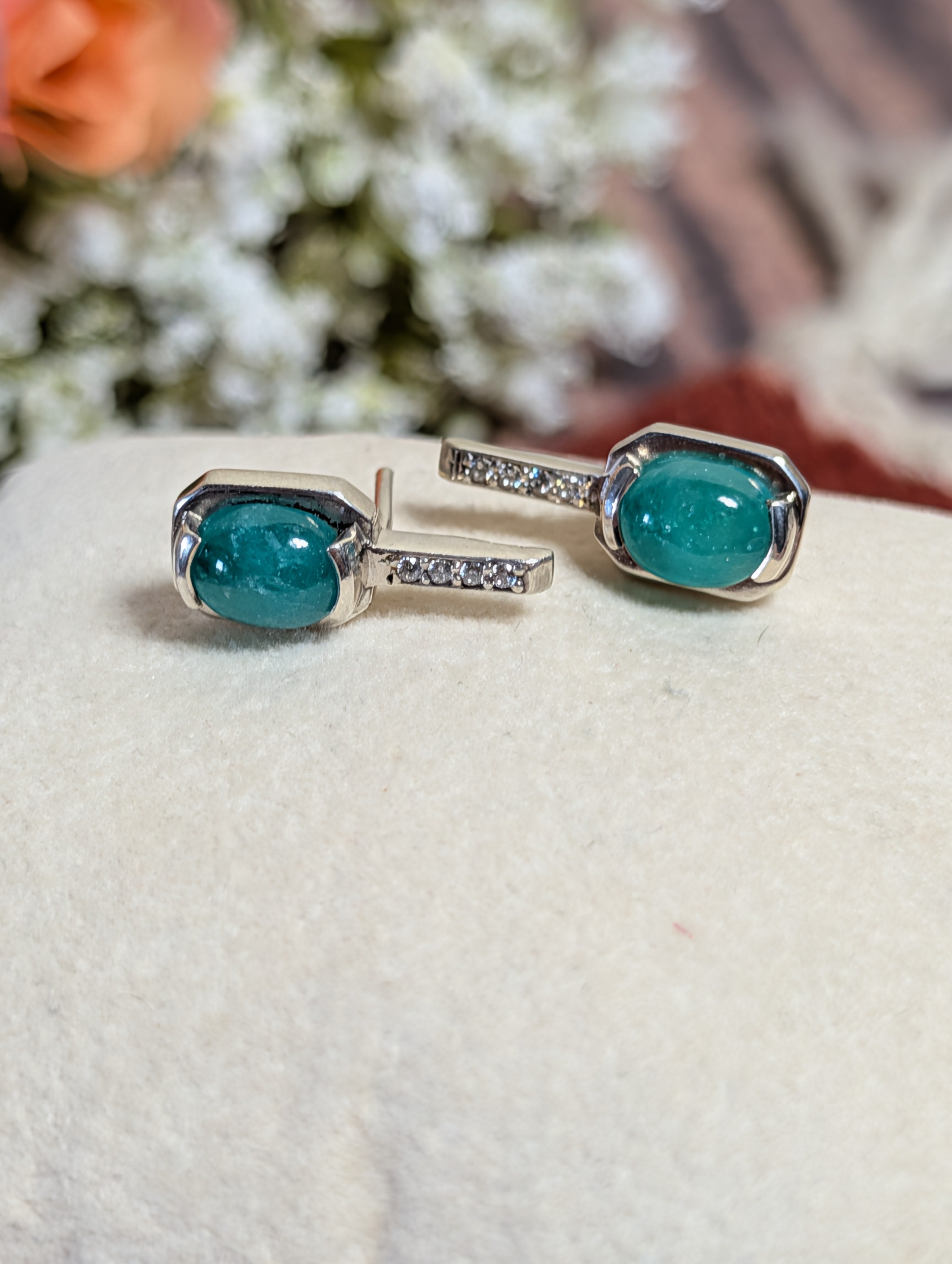 Emerald Earrings in Sterling silver set 6B