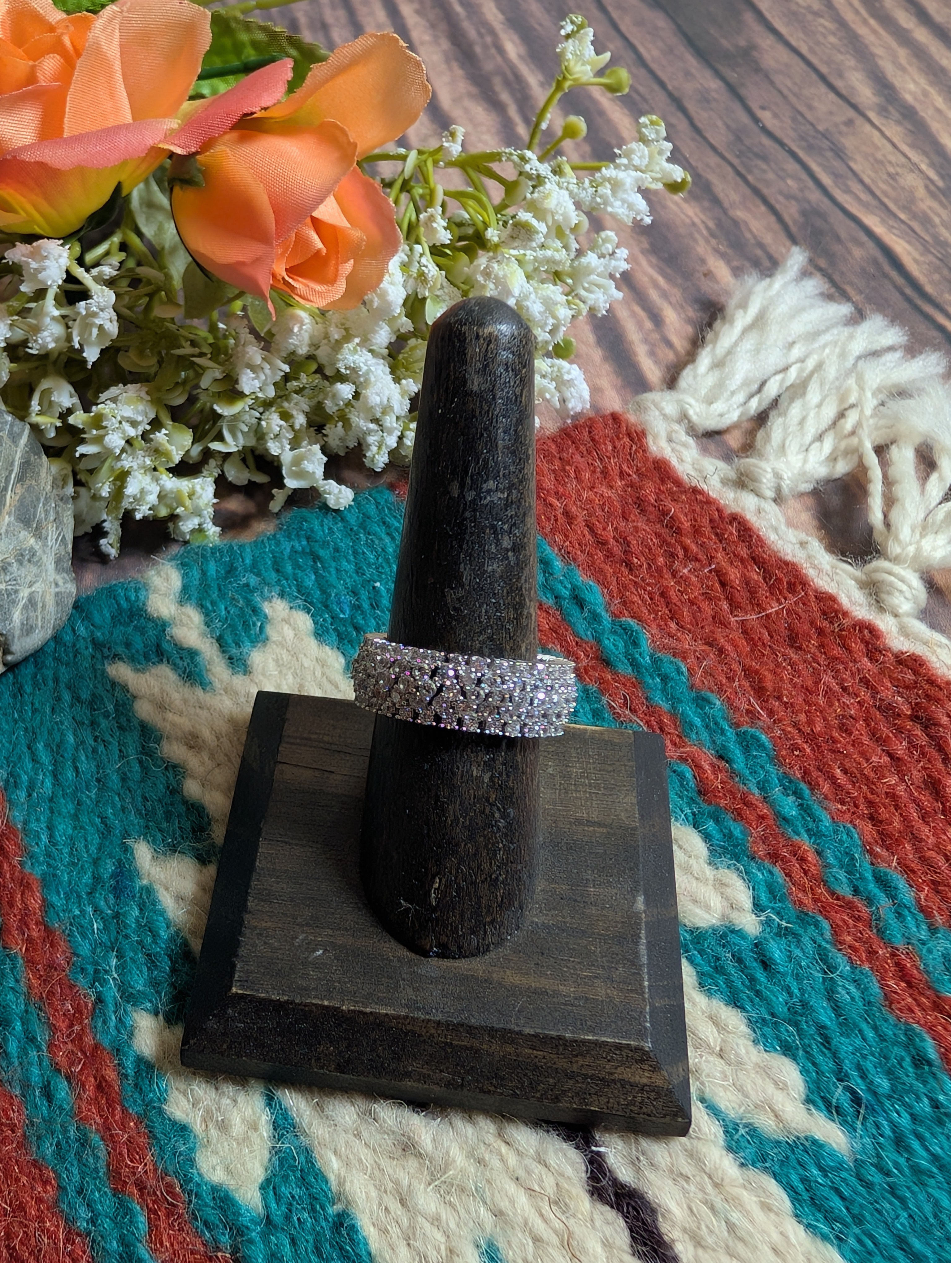 Sterling Silver CZ Fully Paved Inlay Stacking Ring