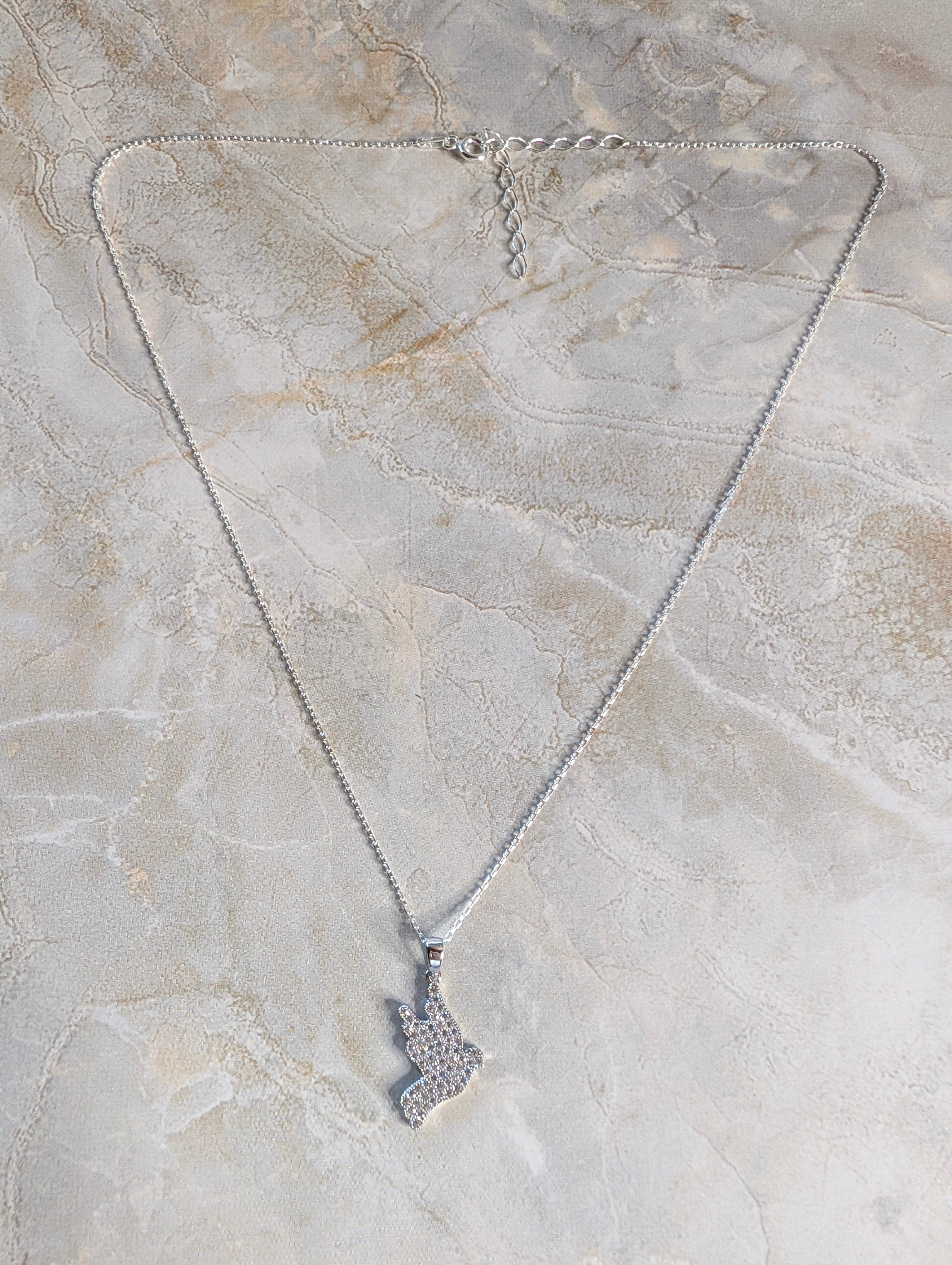 Sterling Silver CZ Peace & Love Dove Studded Pendant Necklace