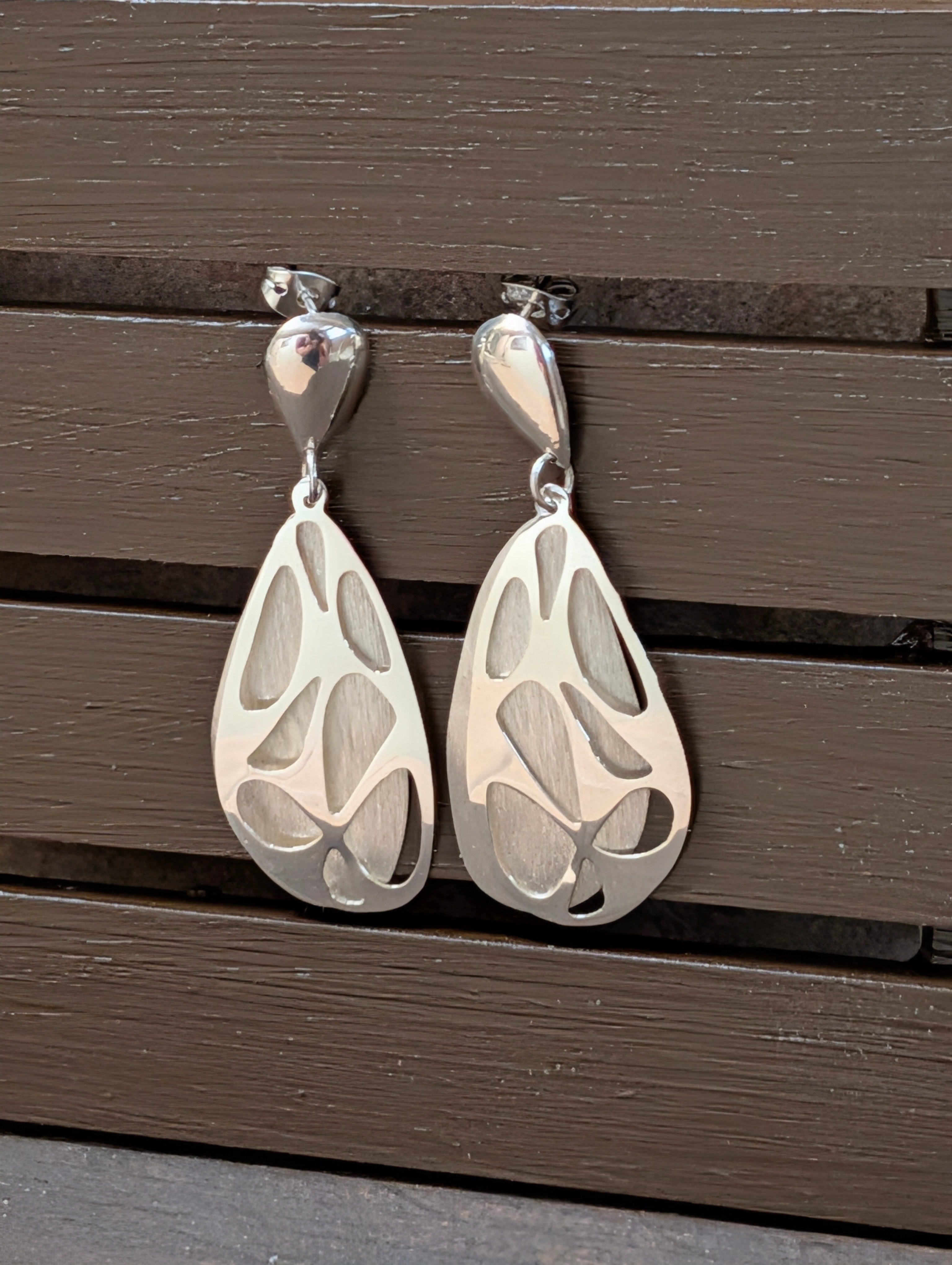 Sterling Silver Brushed Over Butterfly Wing Earrings