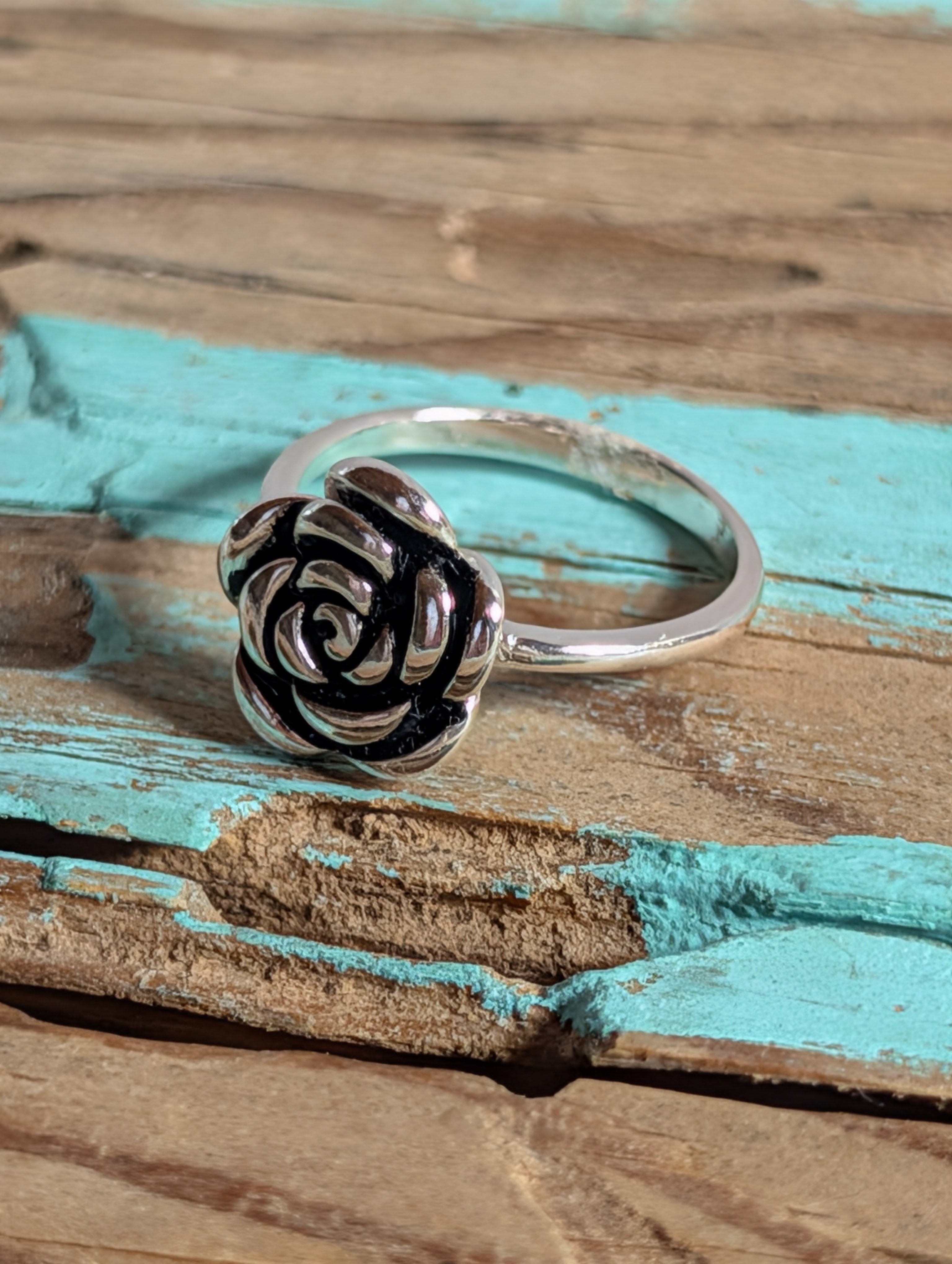 Rose Flower Sterling Silver Ring