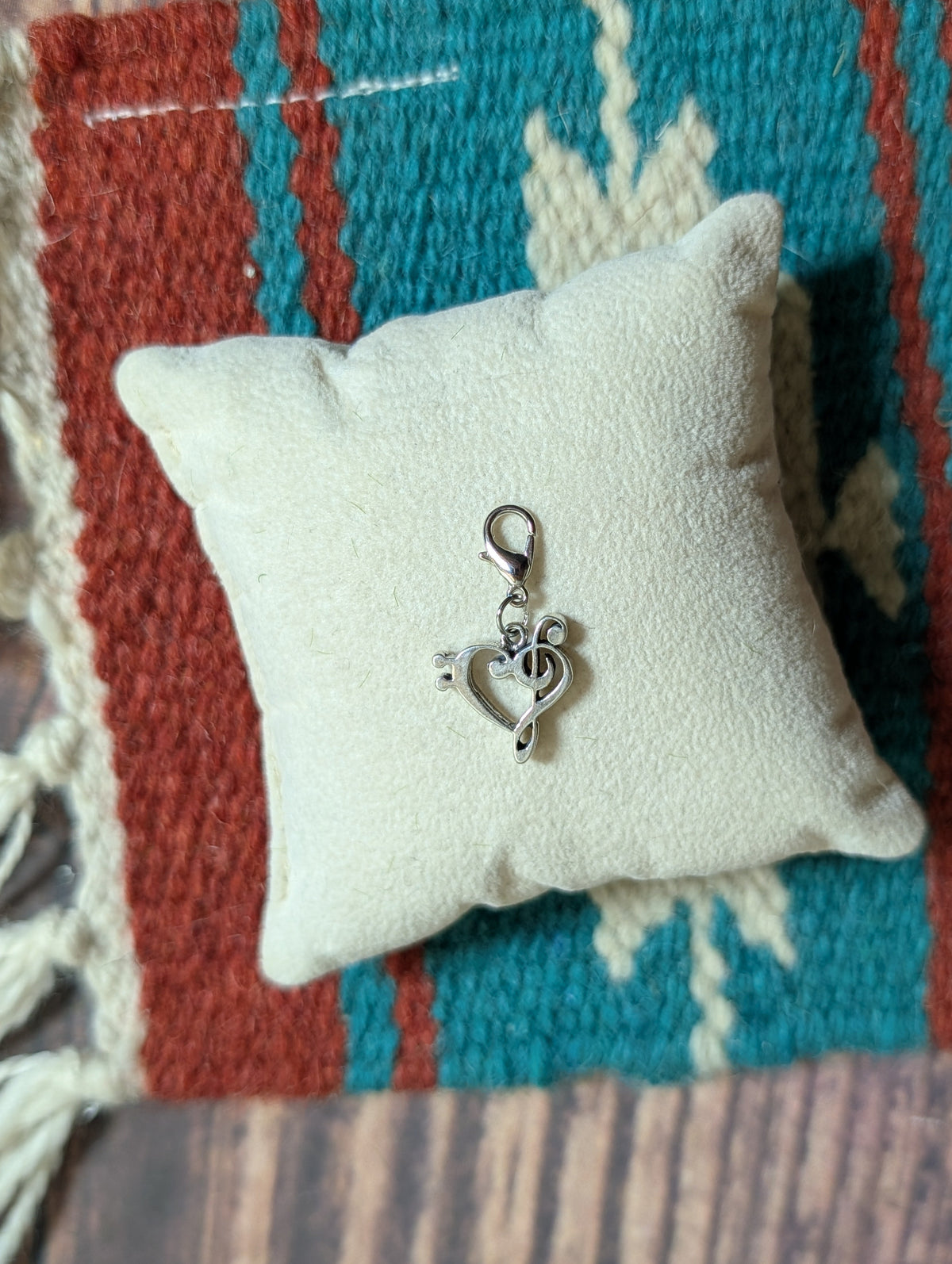 Handcrafted Heart Shaped Bass Note Charm Music Sterling Silver
