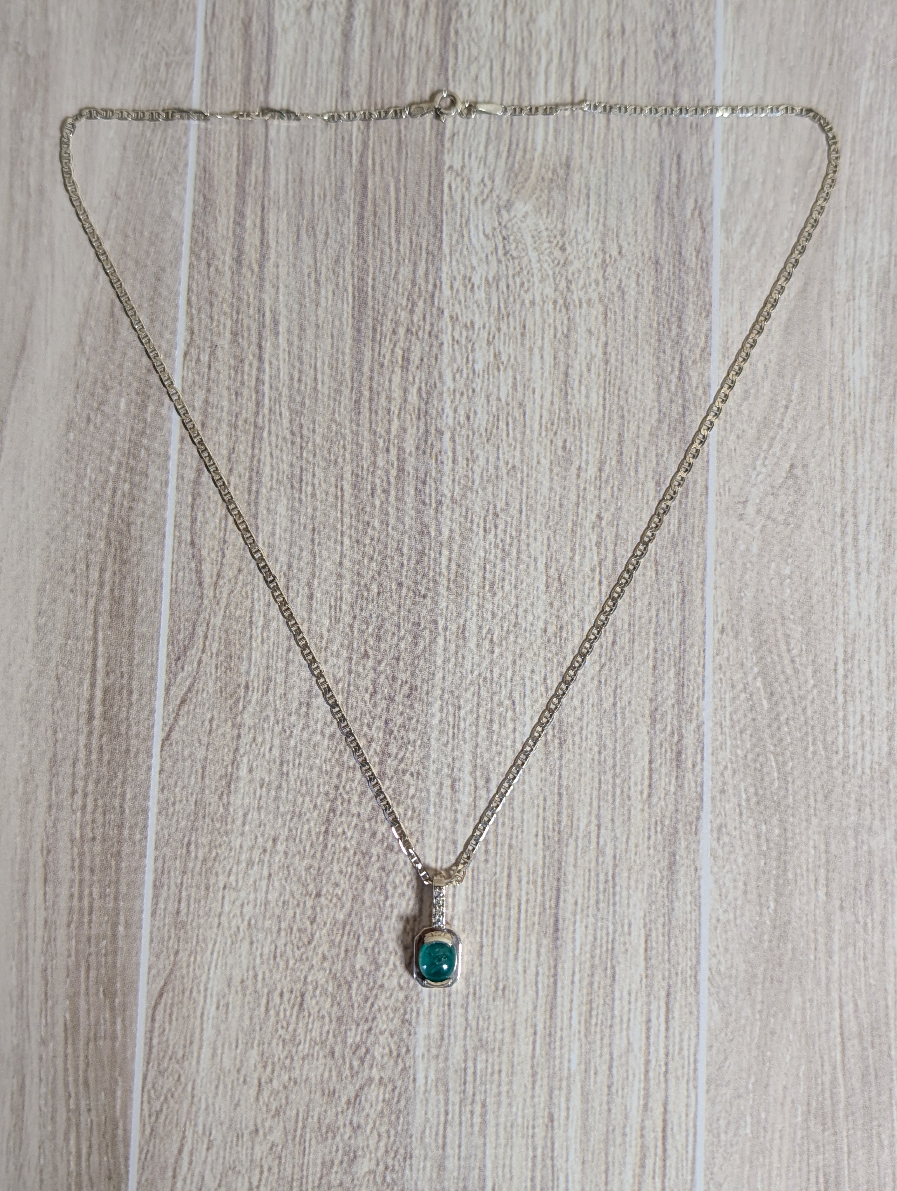Emerald Necklace Set in Sterling Silver 1ct set 5A