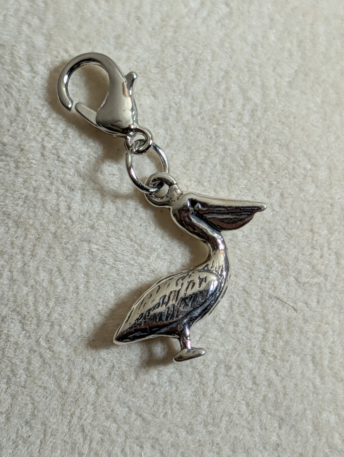 Handcrafted Pelican Bird Charm Sterling Silver
