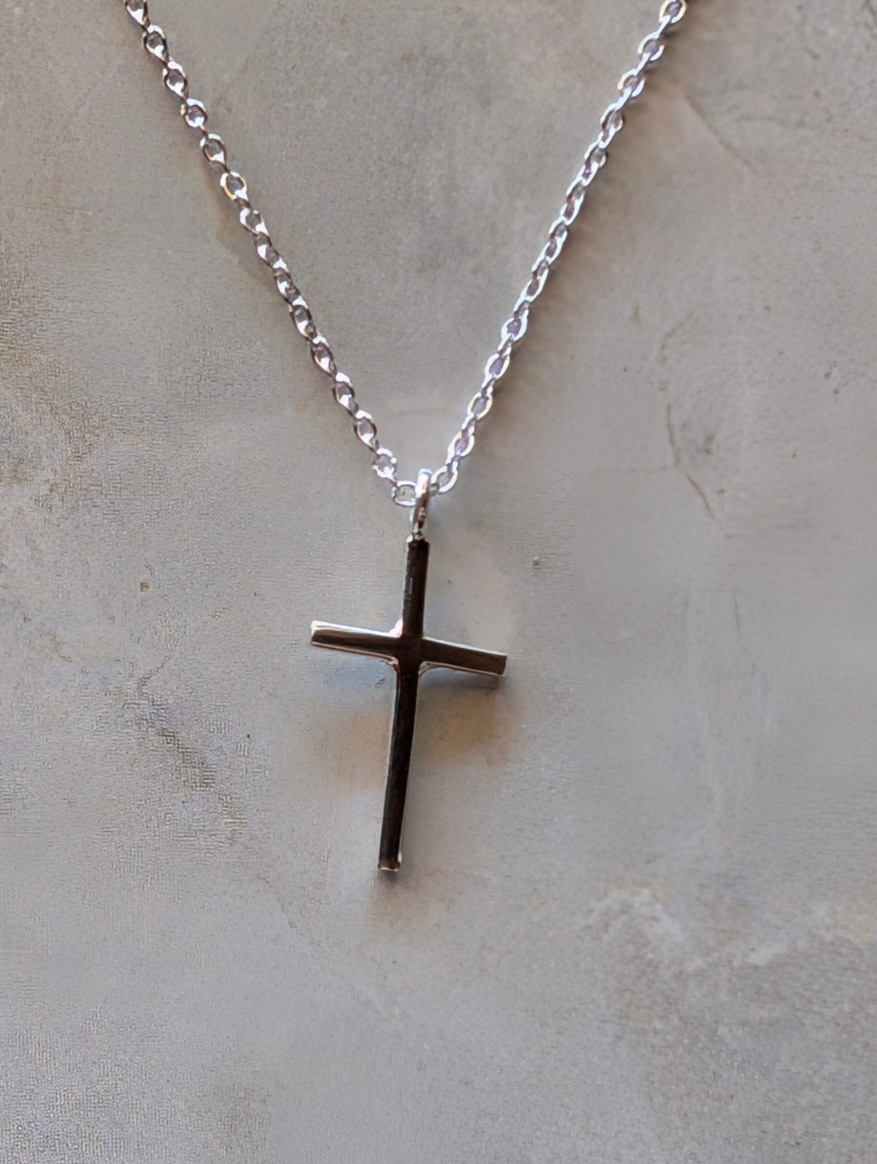 Sterling Silver Christian Crucifix Simplistic Cross Pendant Necklace