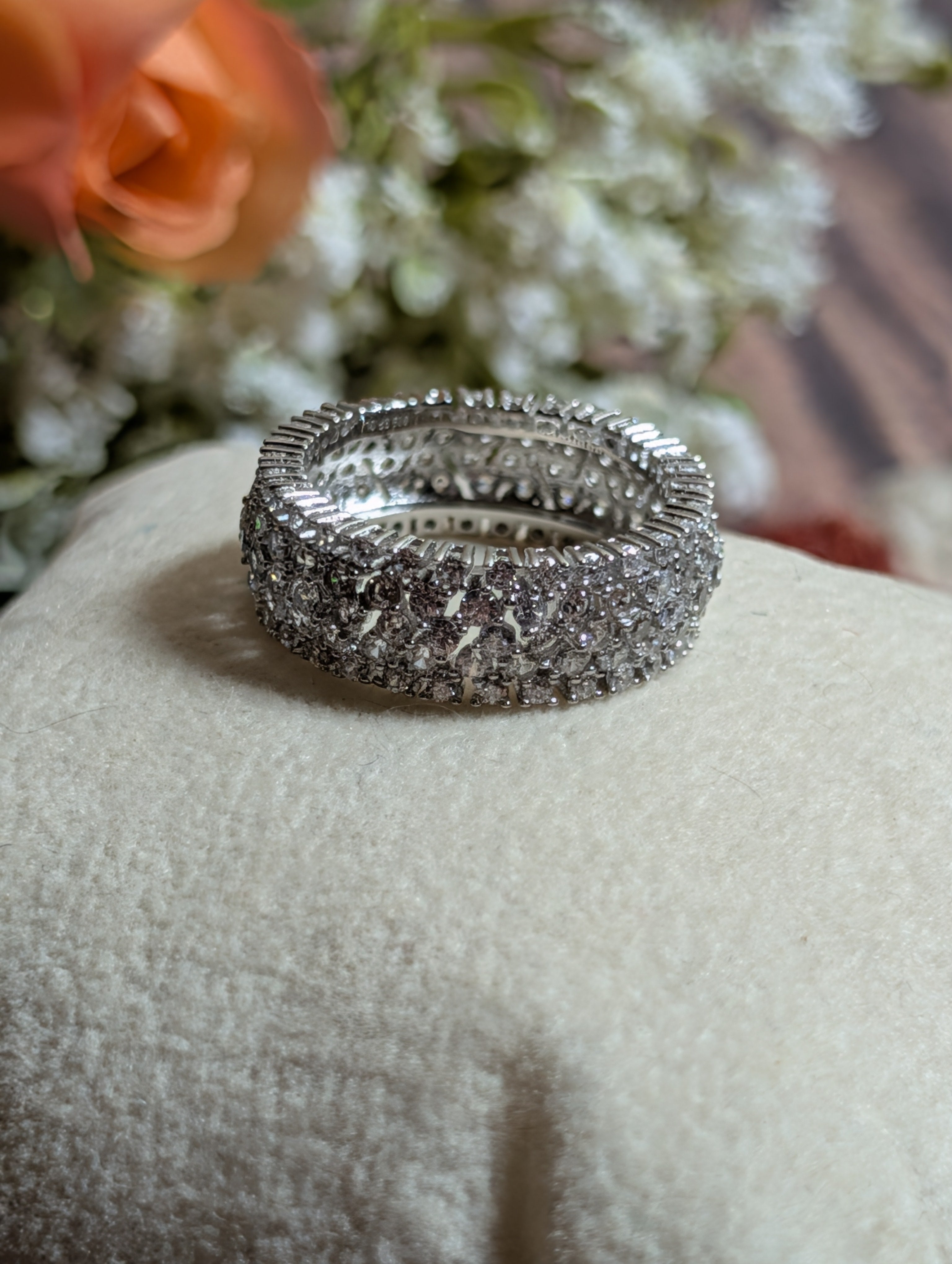 Sterling Silver CZ Fully Paved Inlay Stacking Ring