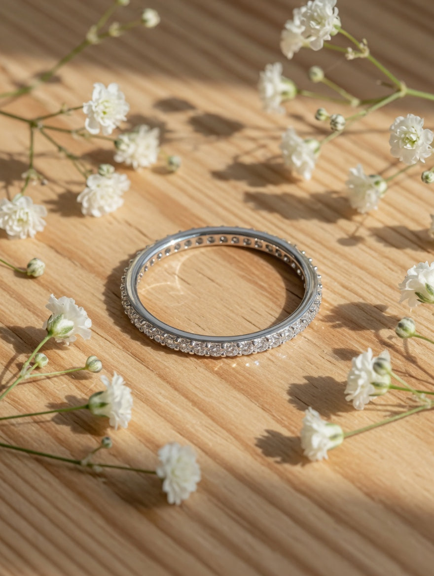 Sterling Silver Pavé CZ Dazzling Eternity Ring