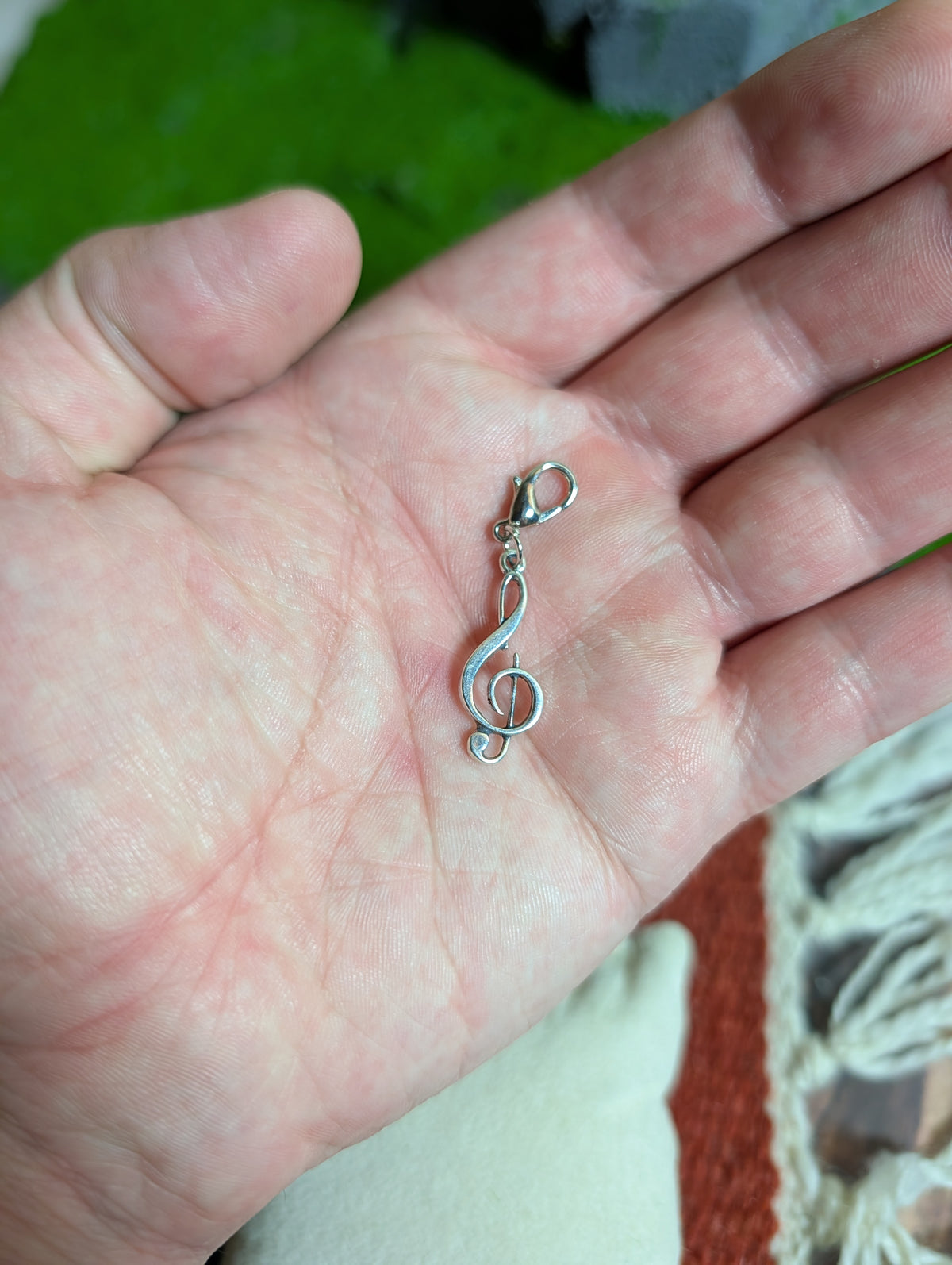Handcrafted Treble Clef Music Note Charm Sterling Silver