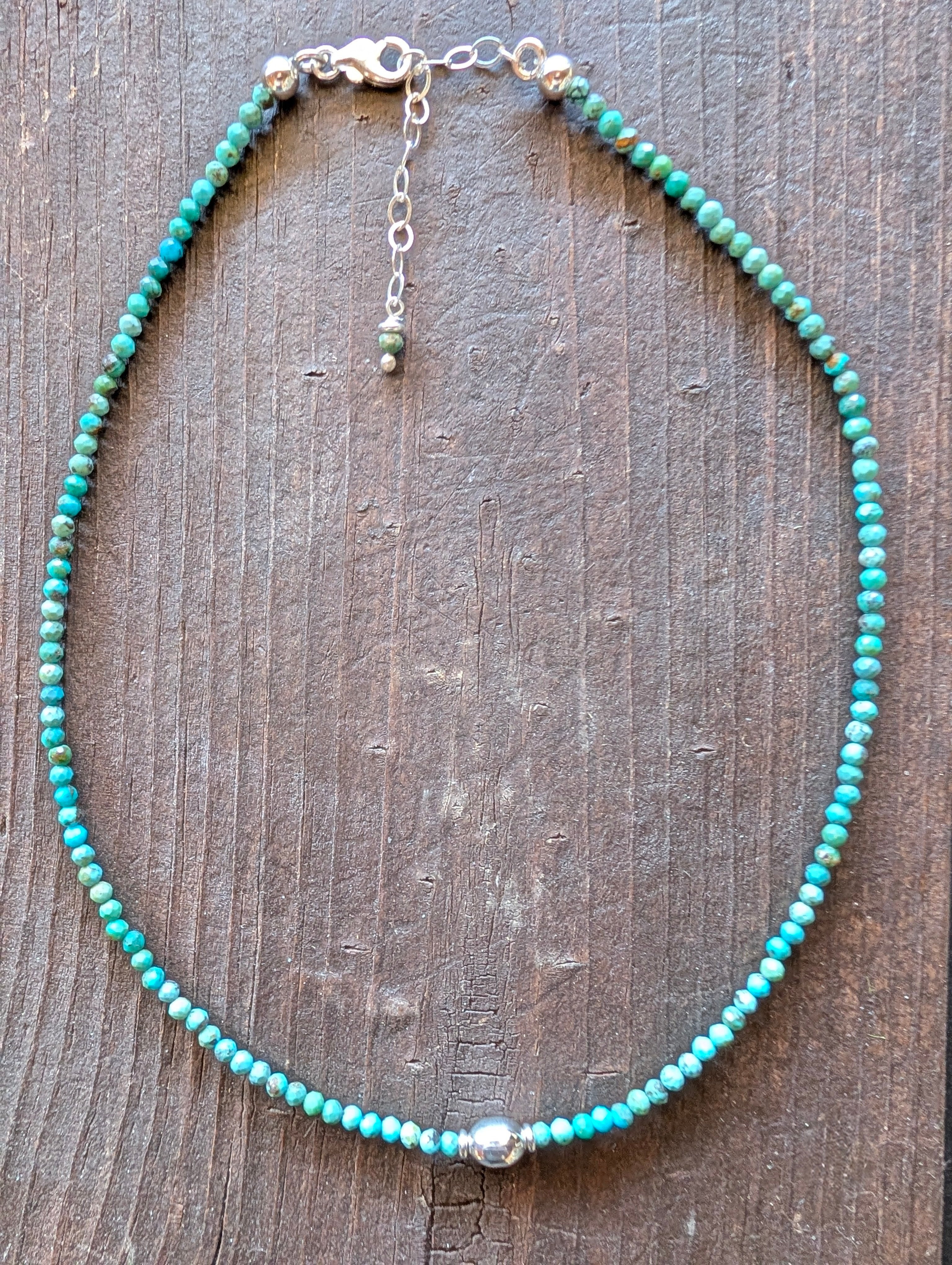 Turquoise MultiColor Beaded Stone Sterling Silver Necklace