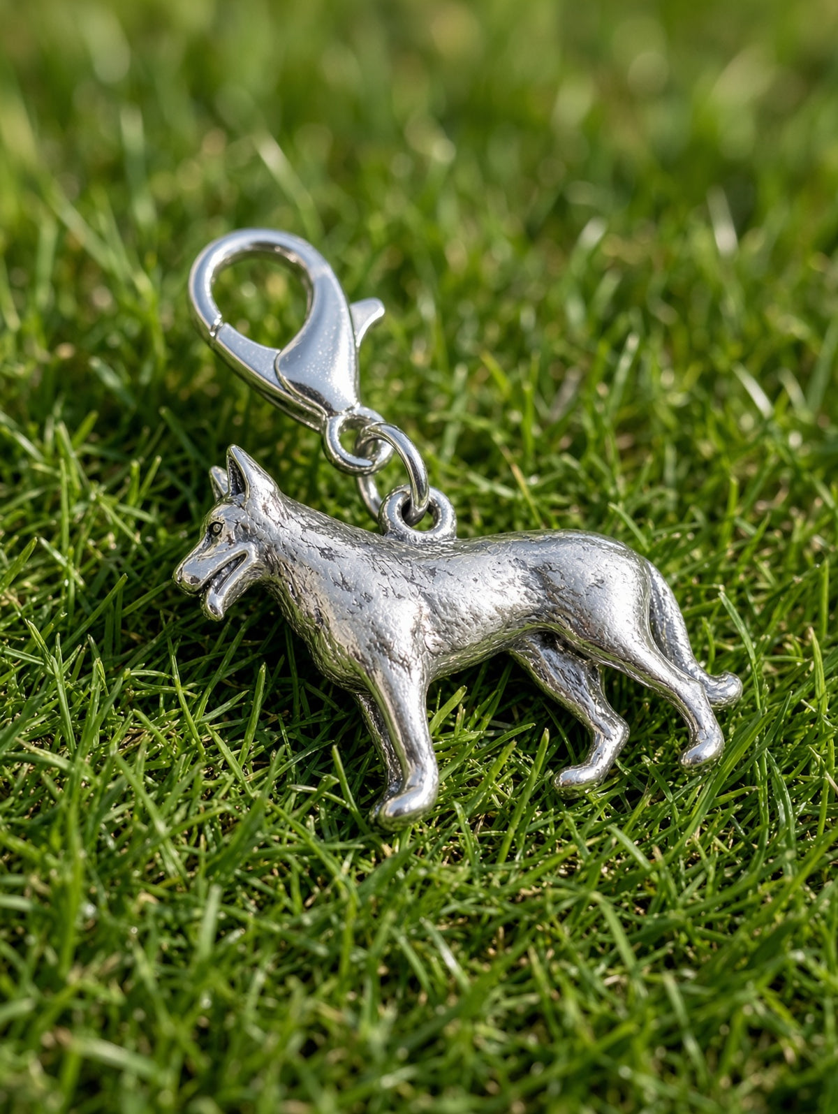 Handcrafted German Shepherd Dog Charm Sterling Silver Variant 3