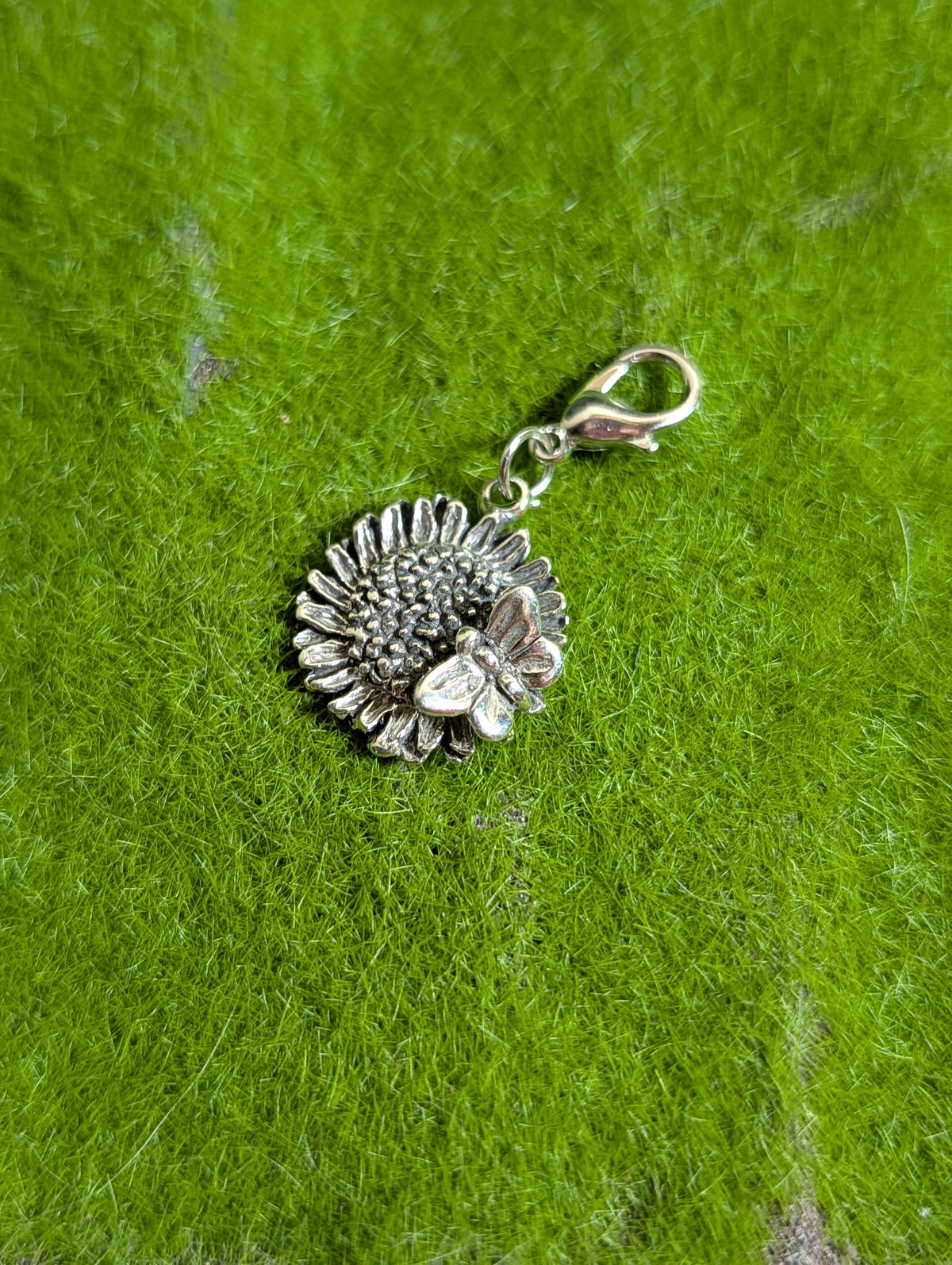 Handcrafted Sunflower Charm Sterling Silver