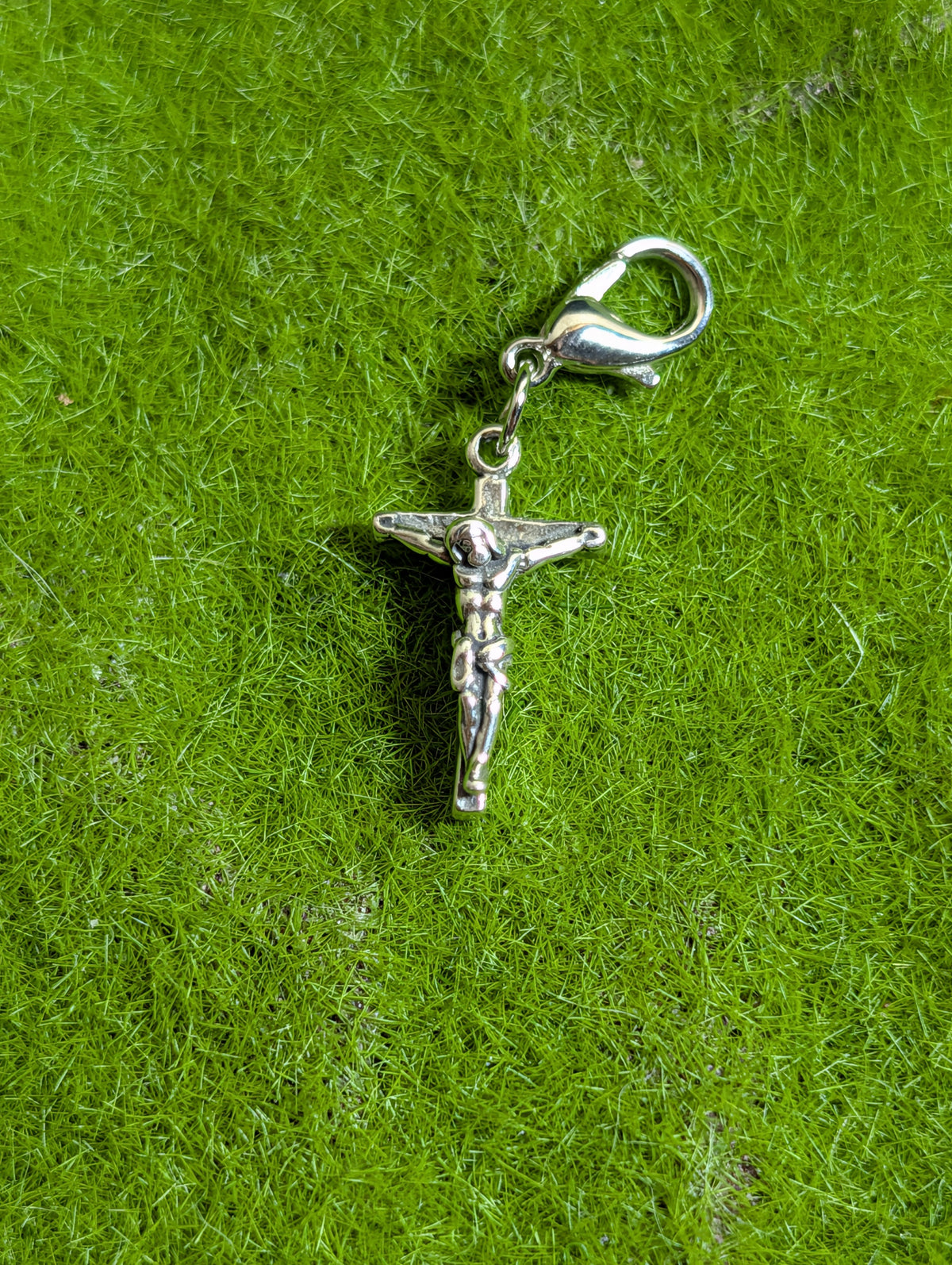 Handcrafted Jesus Cross Charm Sterling Silver