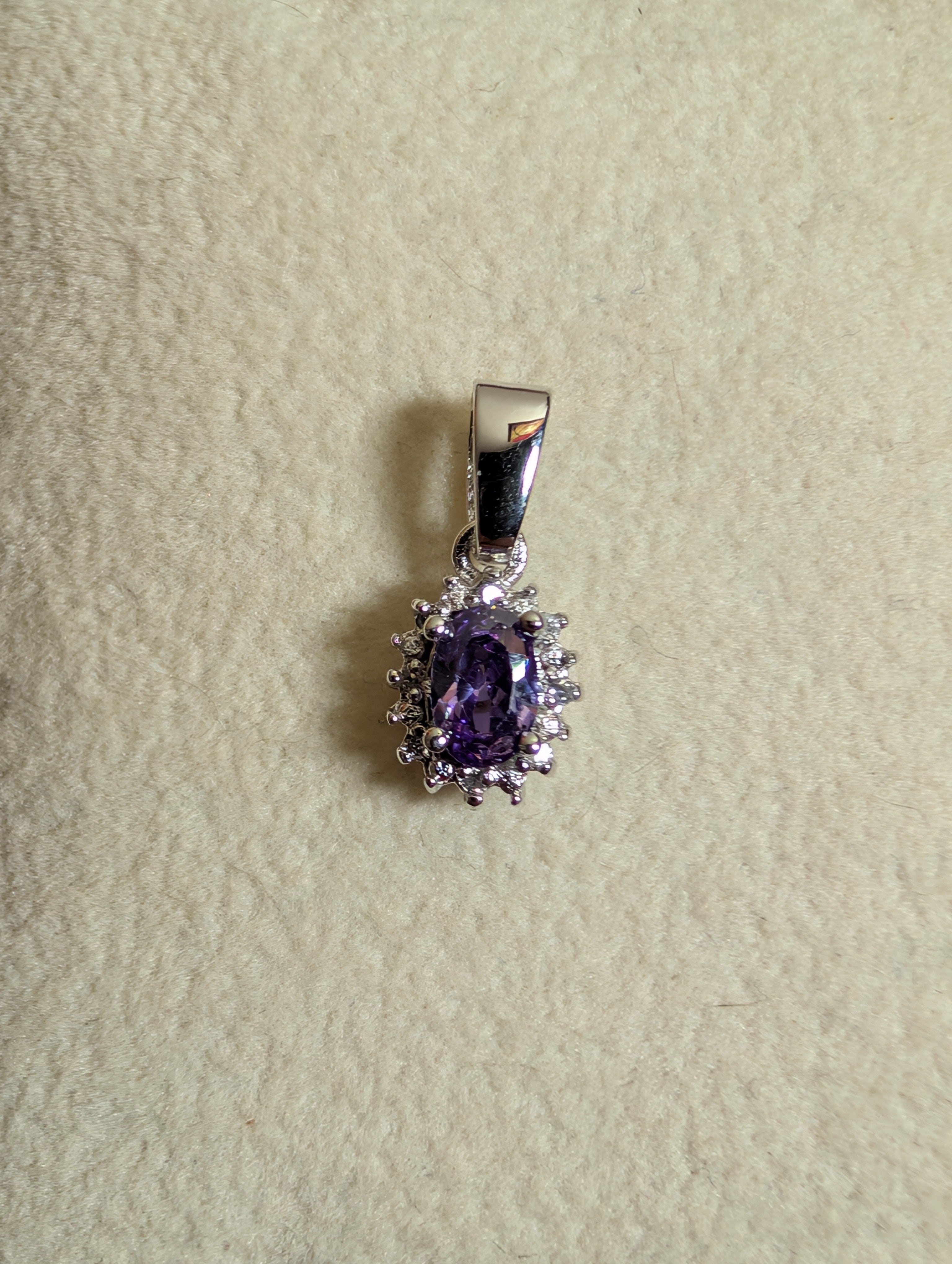 Amethyst Gemstone CZ Sterling Silver Pendant & Earrings Jewelry Set