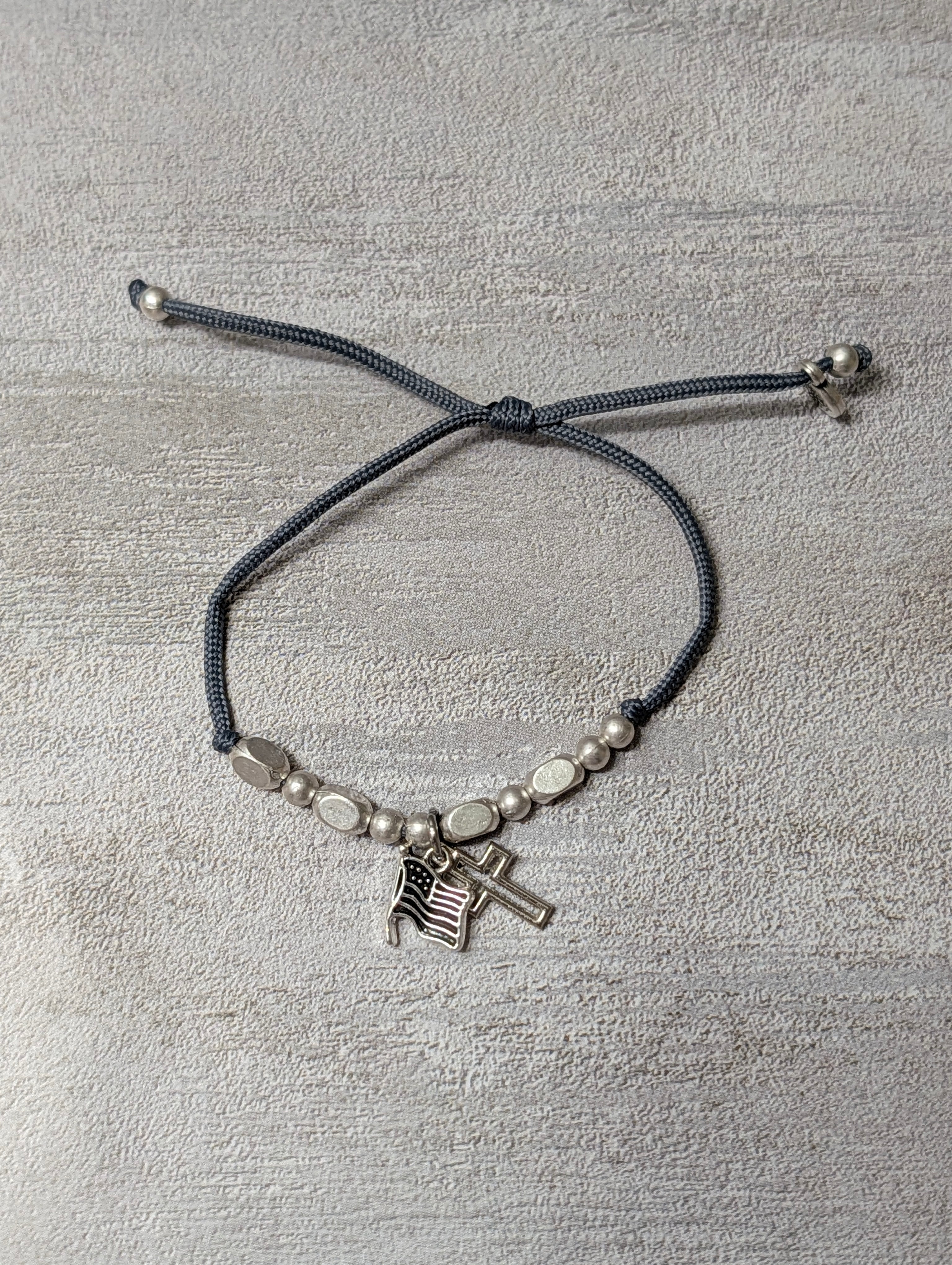God Bless America Cross Bracelet (Gray)