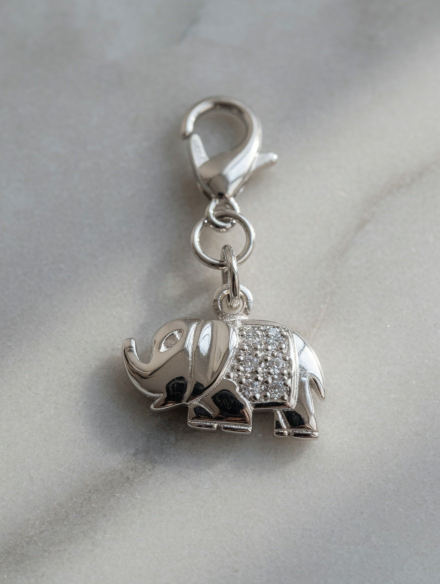 Sterling Silver CZ Elephant Charm