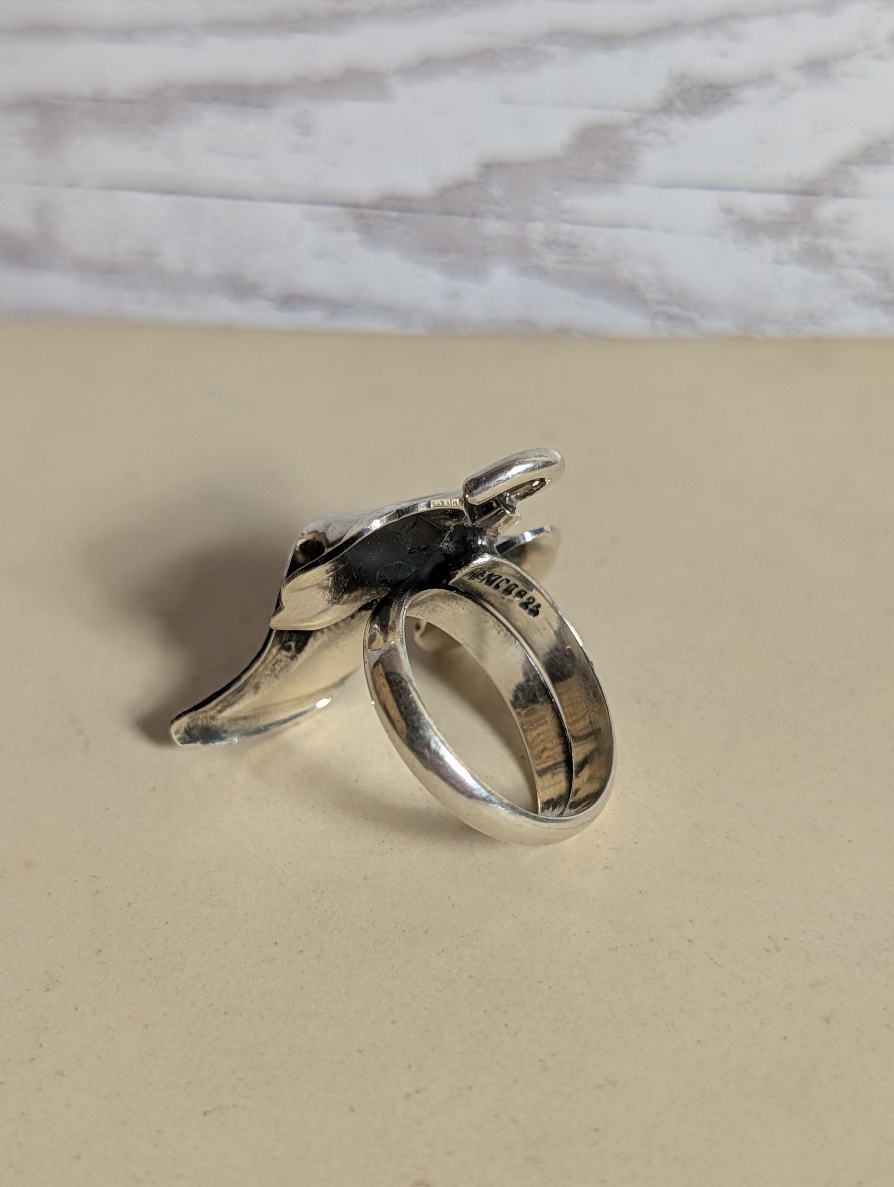 Blooming Calla Lily Sterling Silver Adjustable Ring