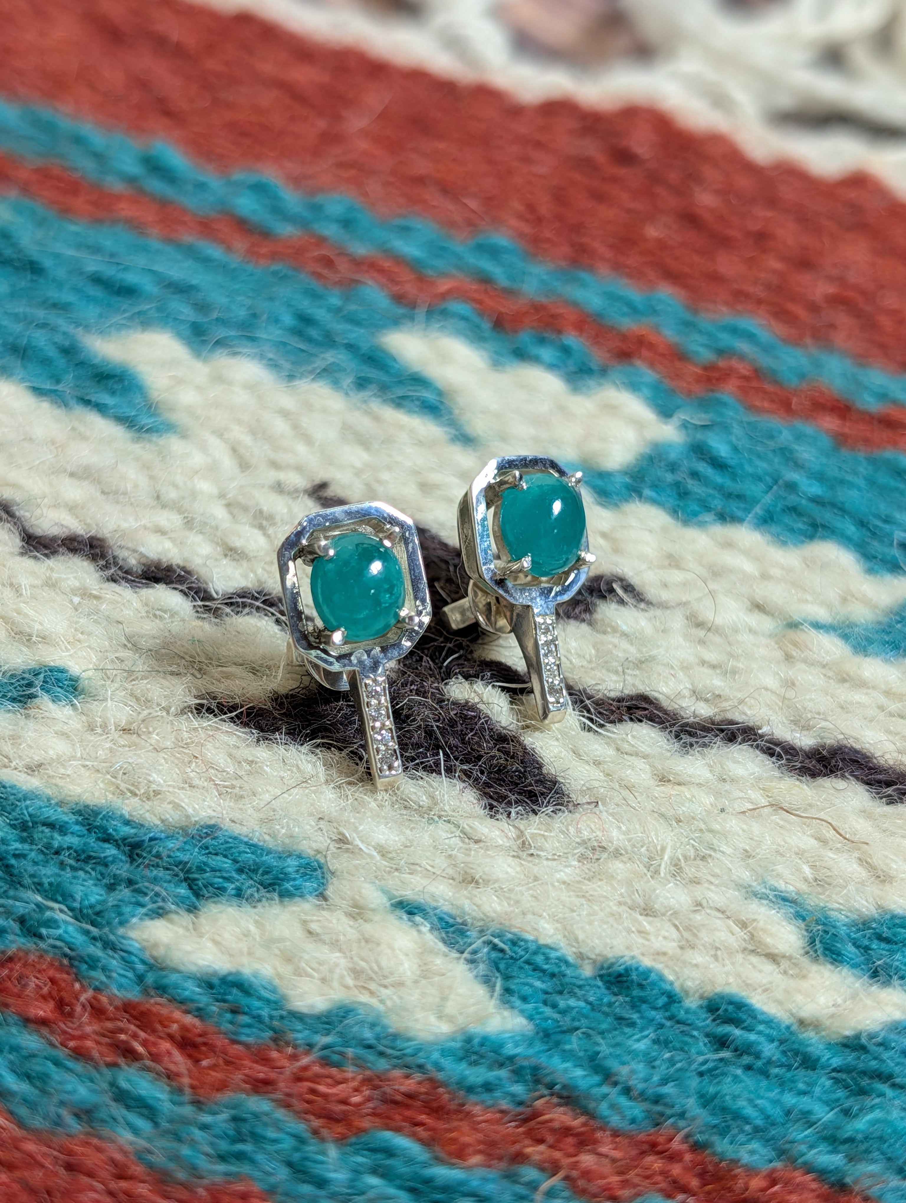 Emerald Earrings in Sterling Silver  1ct set 7B