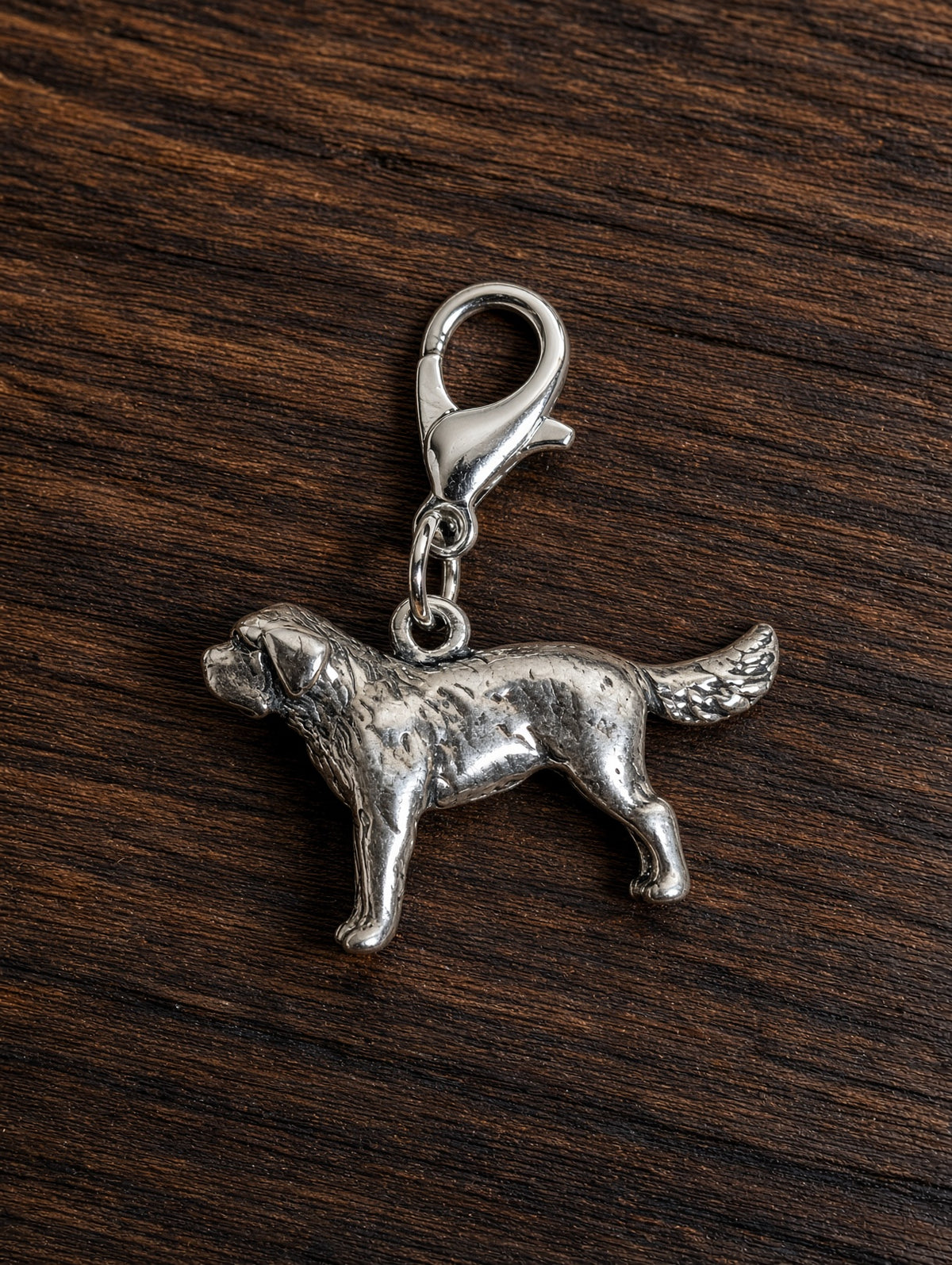 Handcrafted St. Bernard Dog Charm Sterling Silver