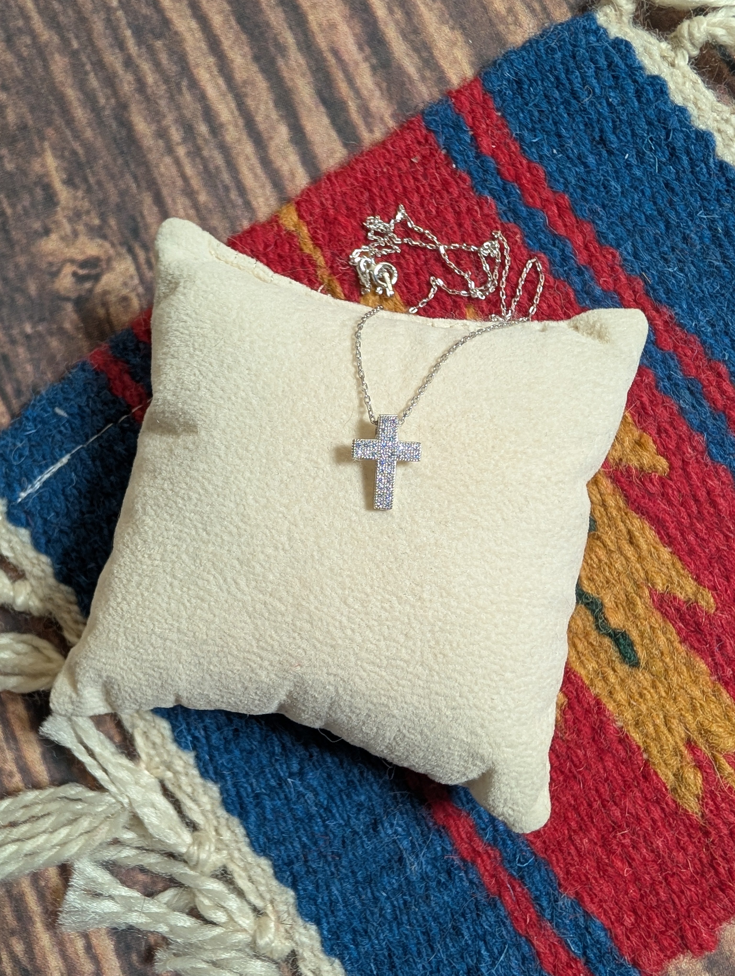 Small CZ Cross Sterling Silver Necklace