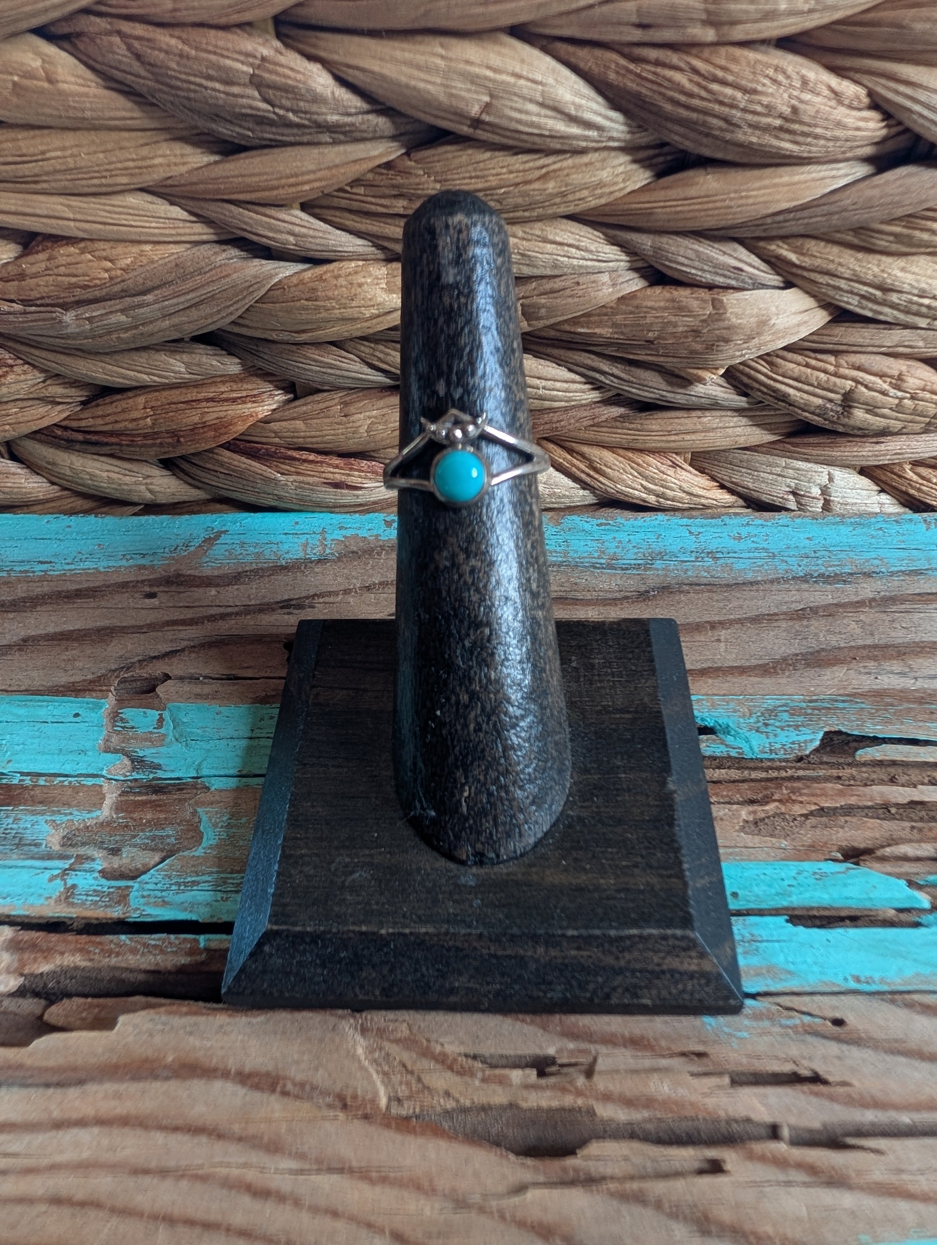 Kingman Turquoise Ornate Sterling Silver Ring Size 5