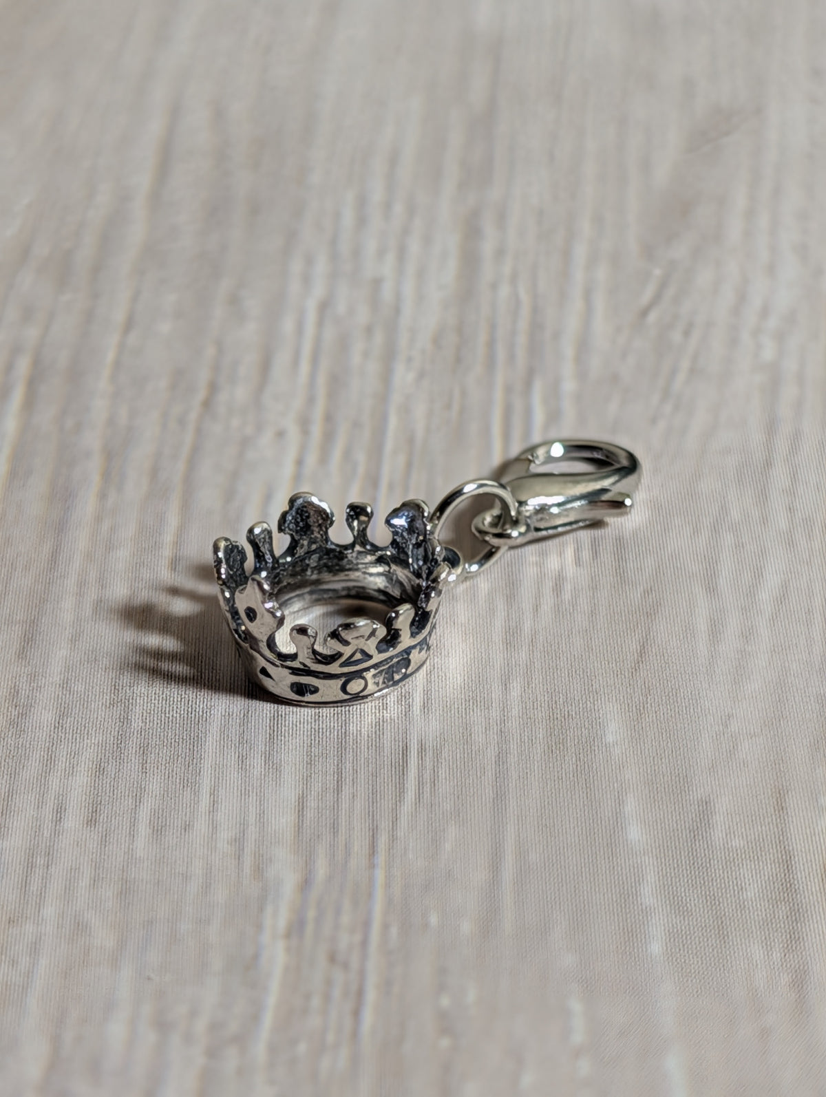 Handcrafted Small King Crown Charm Sterling Silver