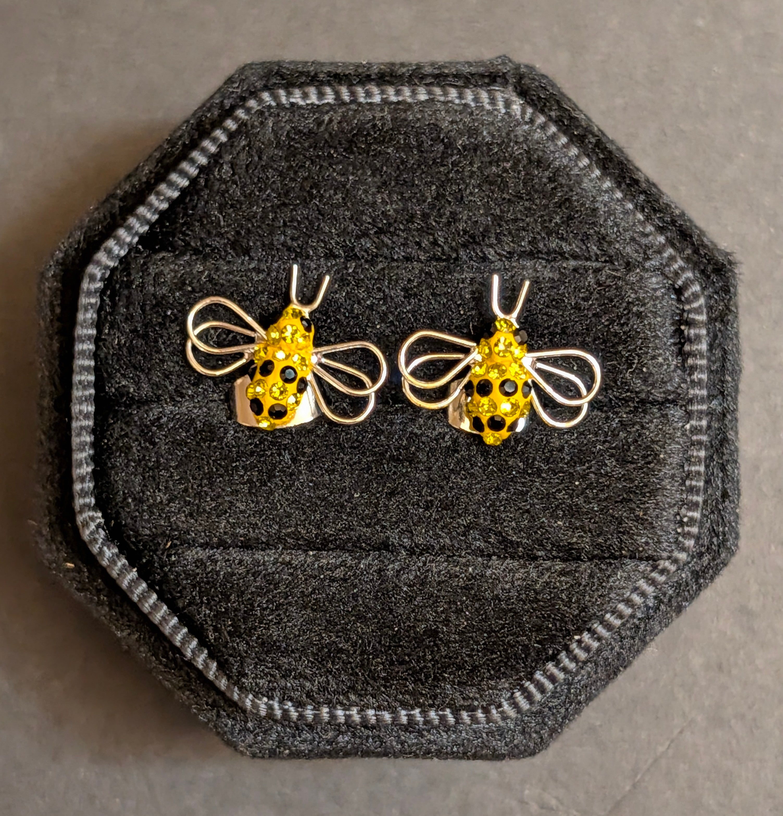 Bumble Bee CZ Sterling Silver  Earrings