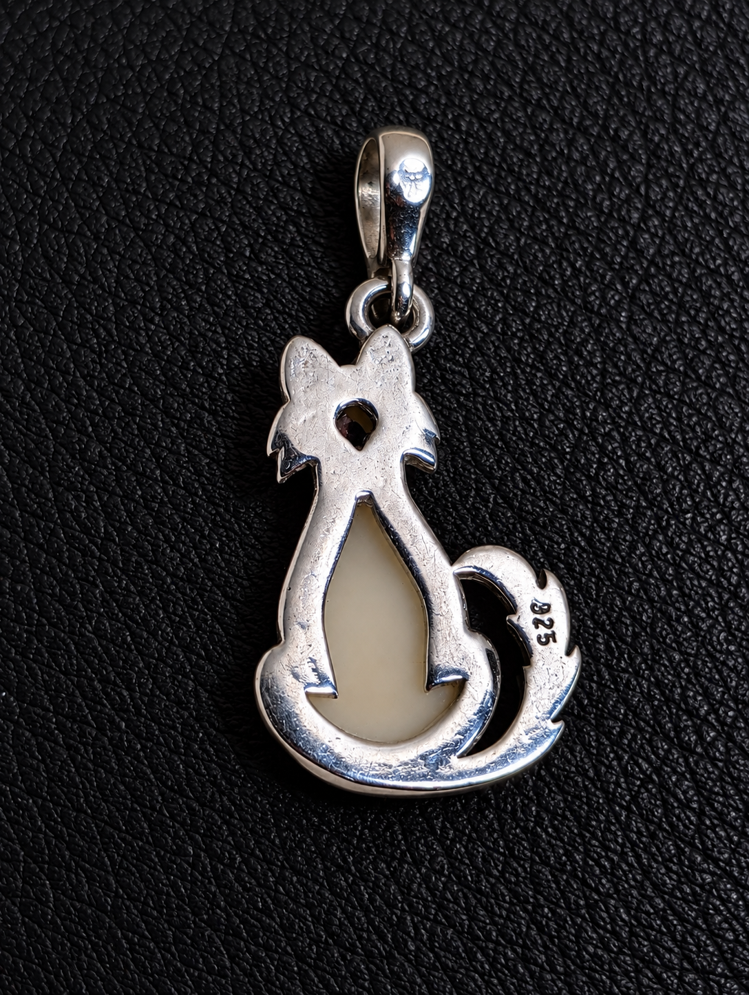 Handmade Fox with Pale Yellow Honey Cognac Cabochons & Sterling Silver Pendant