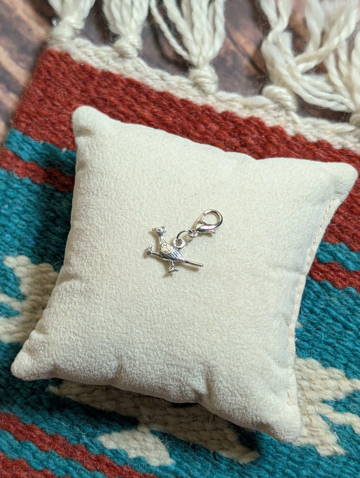 Handcrafted Roadrunner Charm Sterling Silver