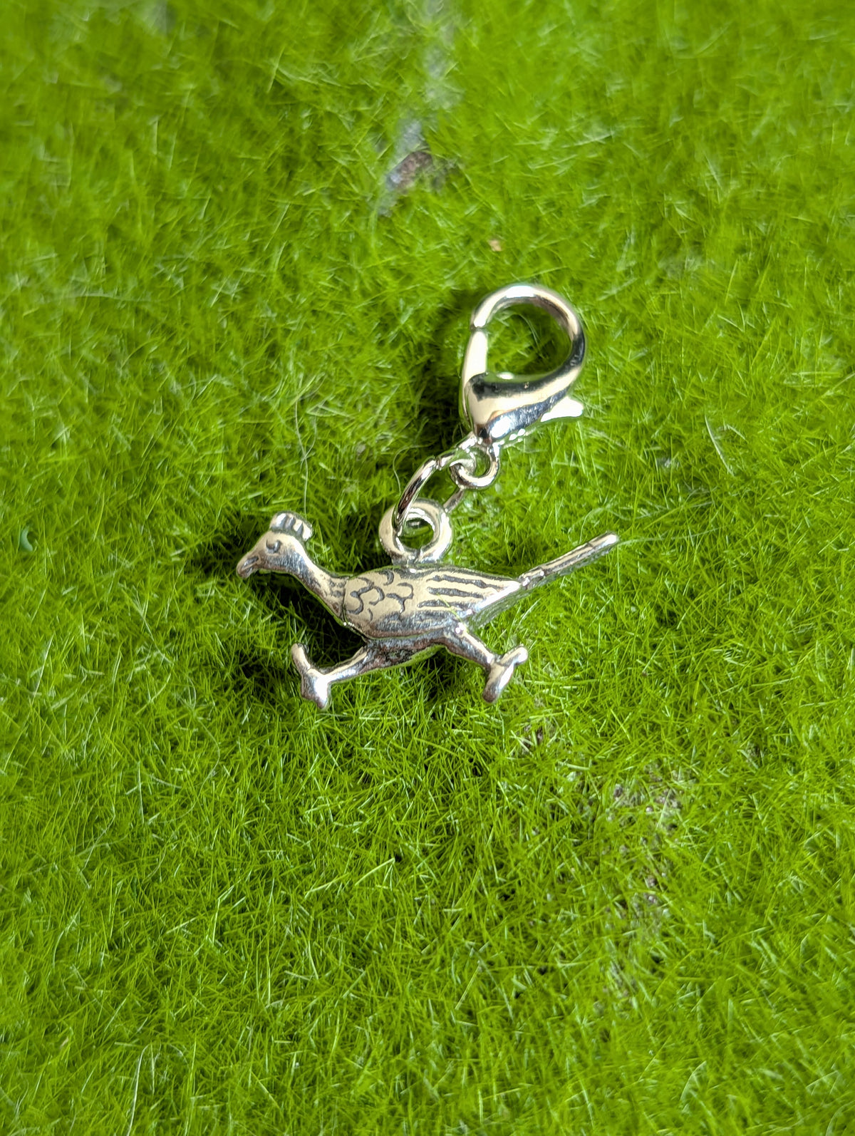 Handcrafted Roadrunner Charm Sterling Silver