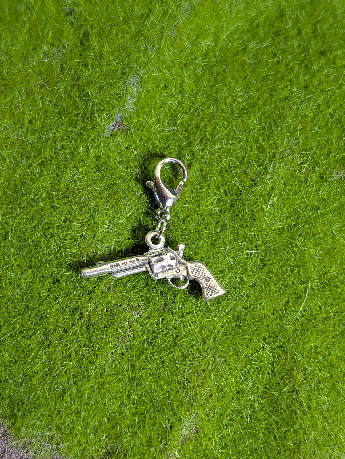 Handcrafted Western Revolver Gun Charm Sterling Silver