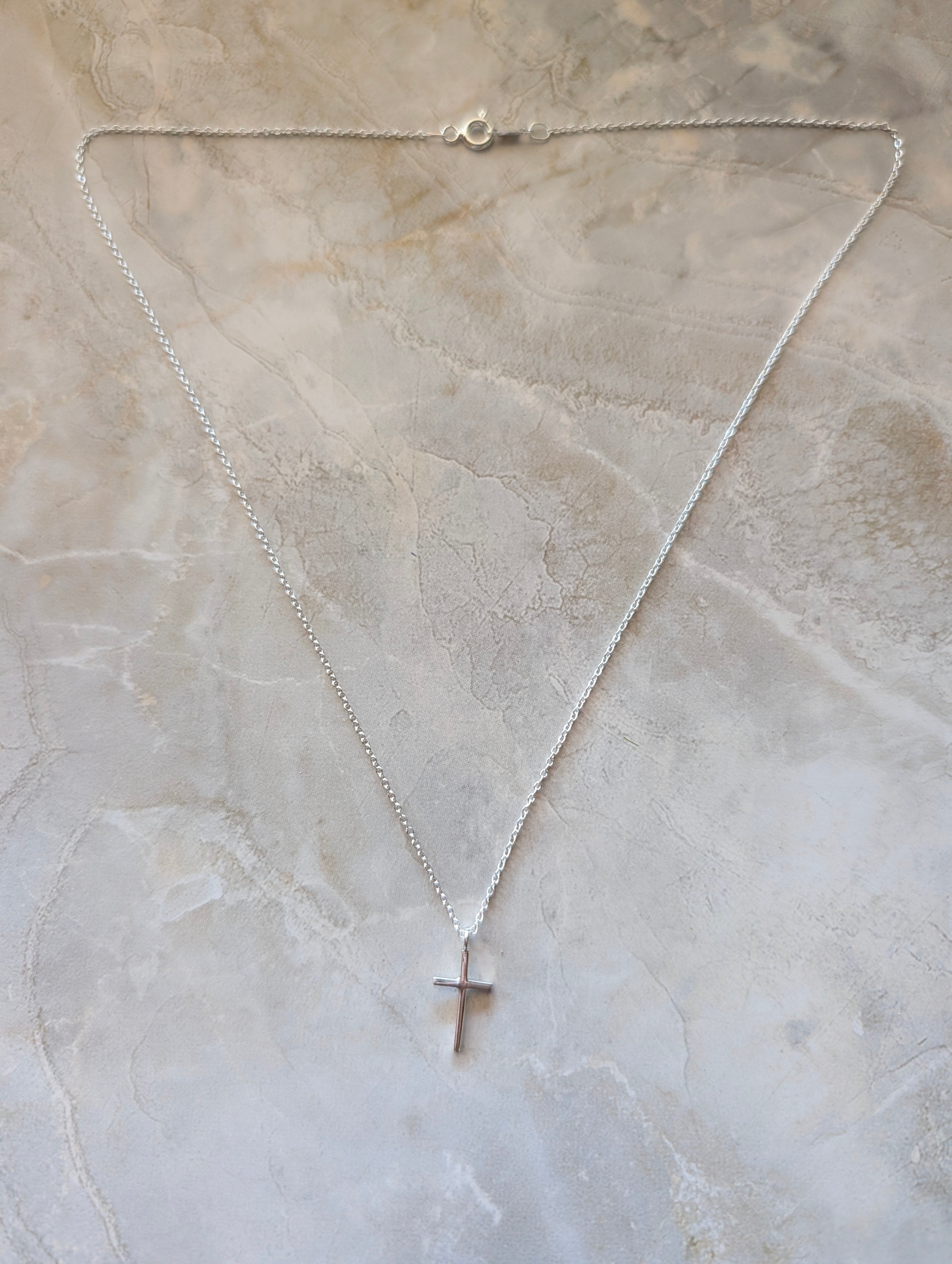Sterling Silver Christian Crucifix Simplistic Cross Pendant Necklace