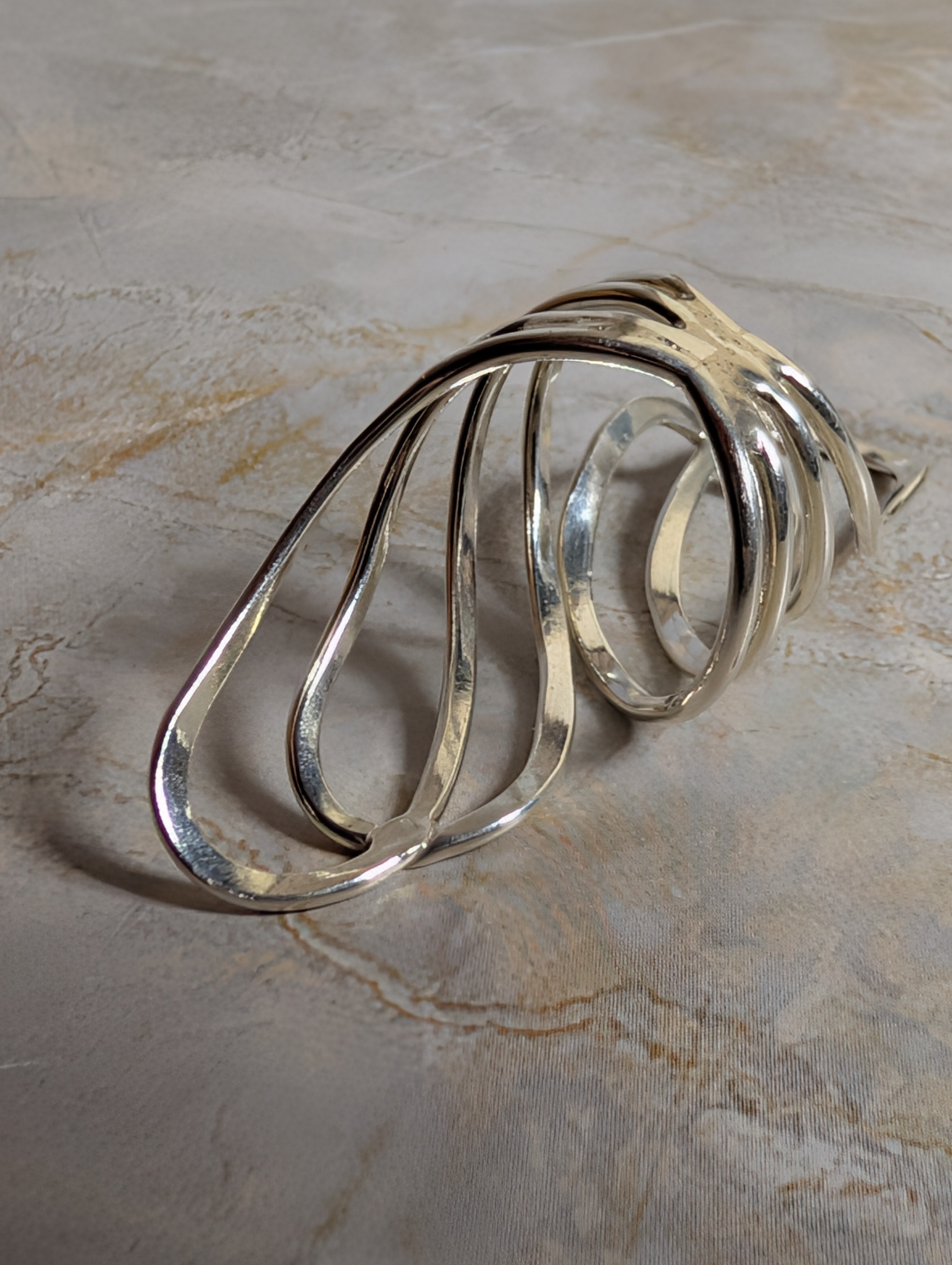 Sterling Silver Abstract Wire Wrapped Spiral Swirl Ring Size 7.5