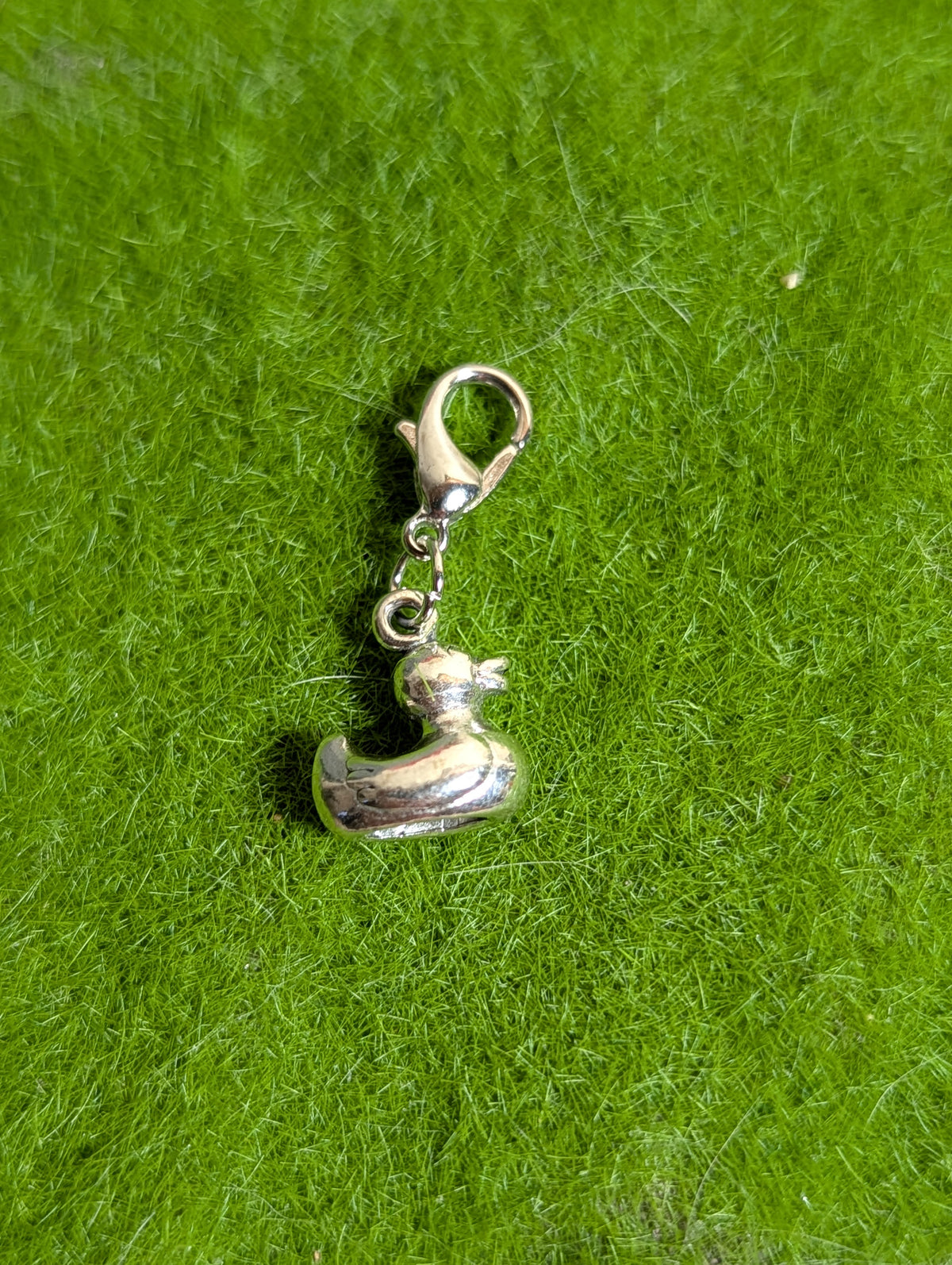 Handcrafted Small Duck Charm Sterling Silver
