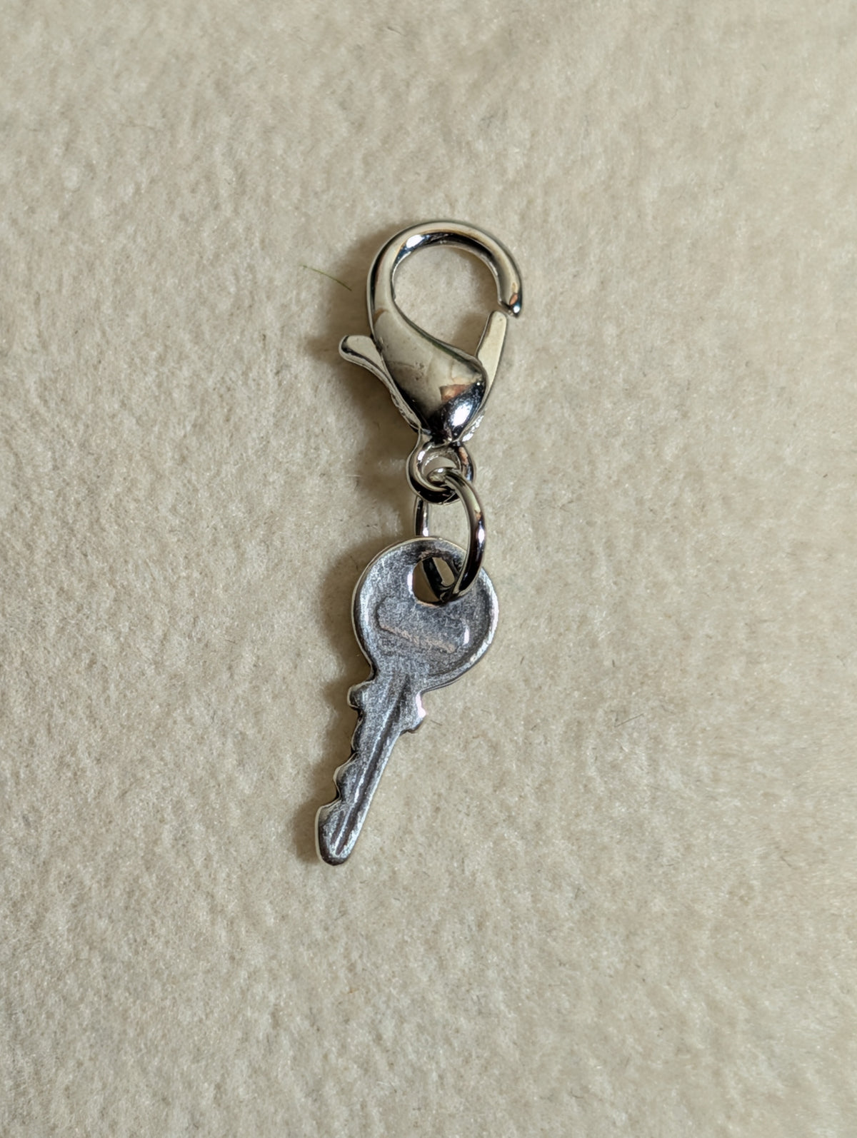 Handcrafted Small Key Charm Sterling Silver