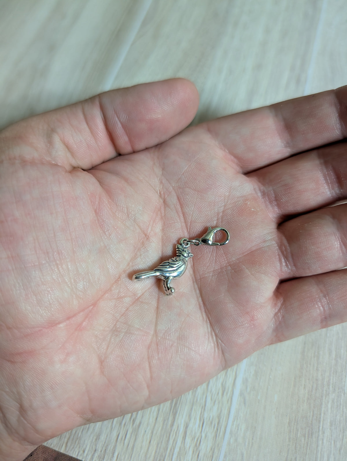 Handcrafted Red Cardinal Charm Sterling Silver With Red Enamel